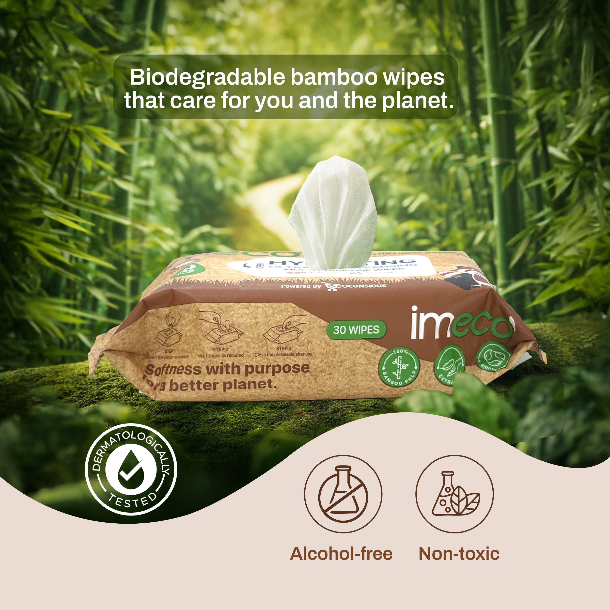 Ultra-soft Wet Wipes with Bamboo Pulp & Aloe Vera (30 Pulls)