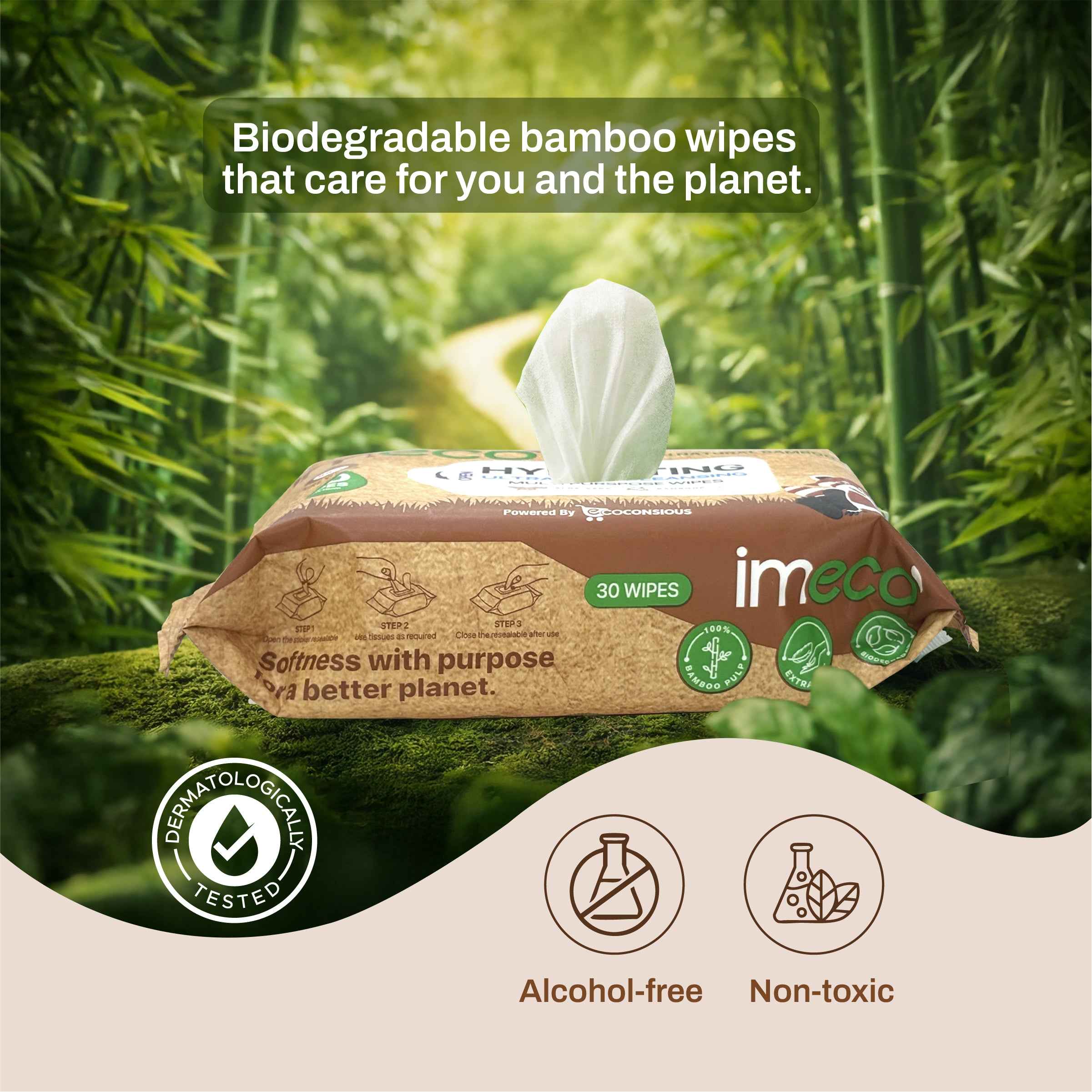 Ultra-soft Wet Wipes with Bamboo Pulp & Aloe Vera (30 Pulls)