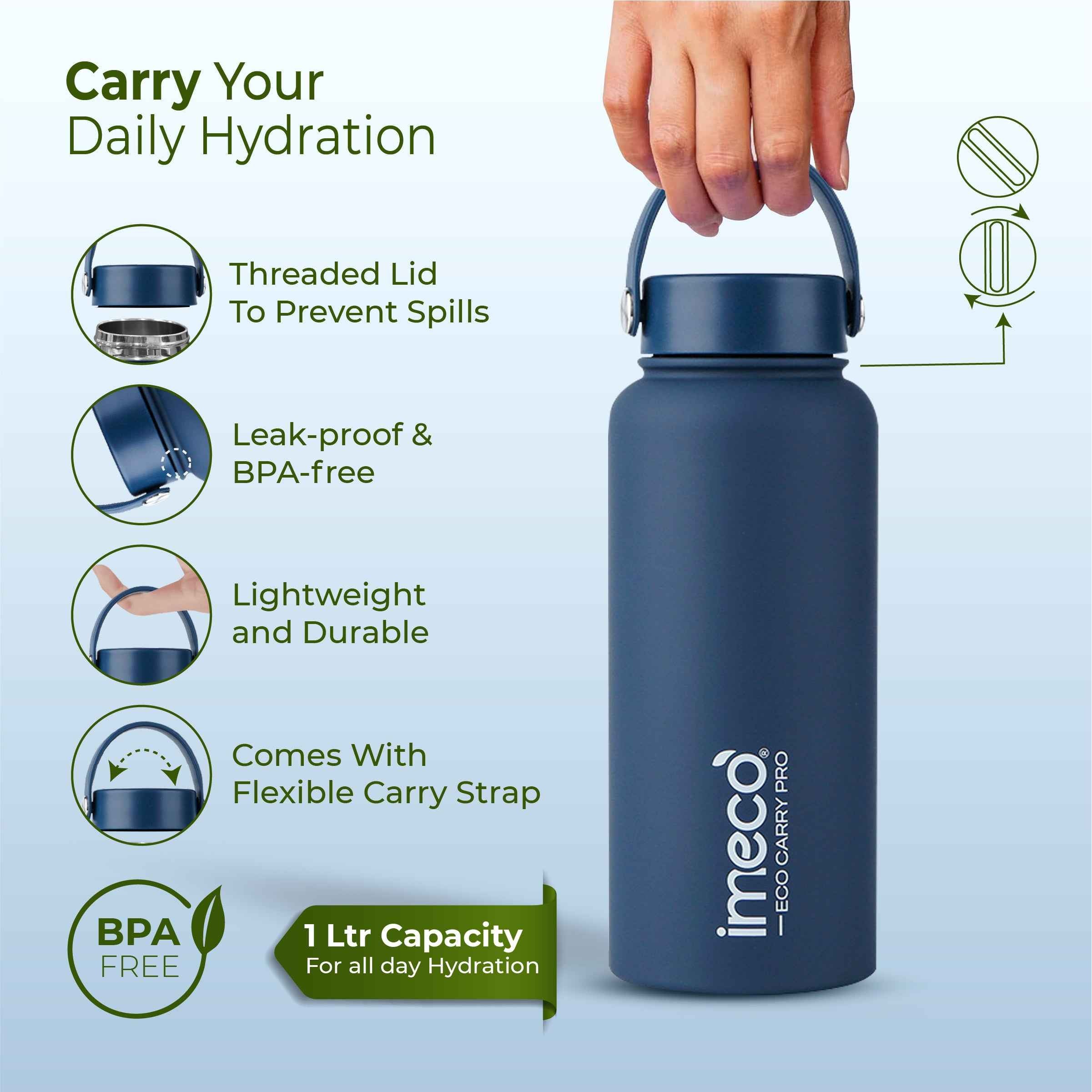 ECO CARRY PRO Stainless Steel Water Bottle (1 L)