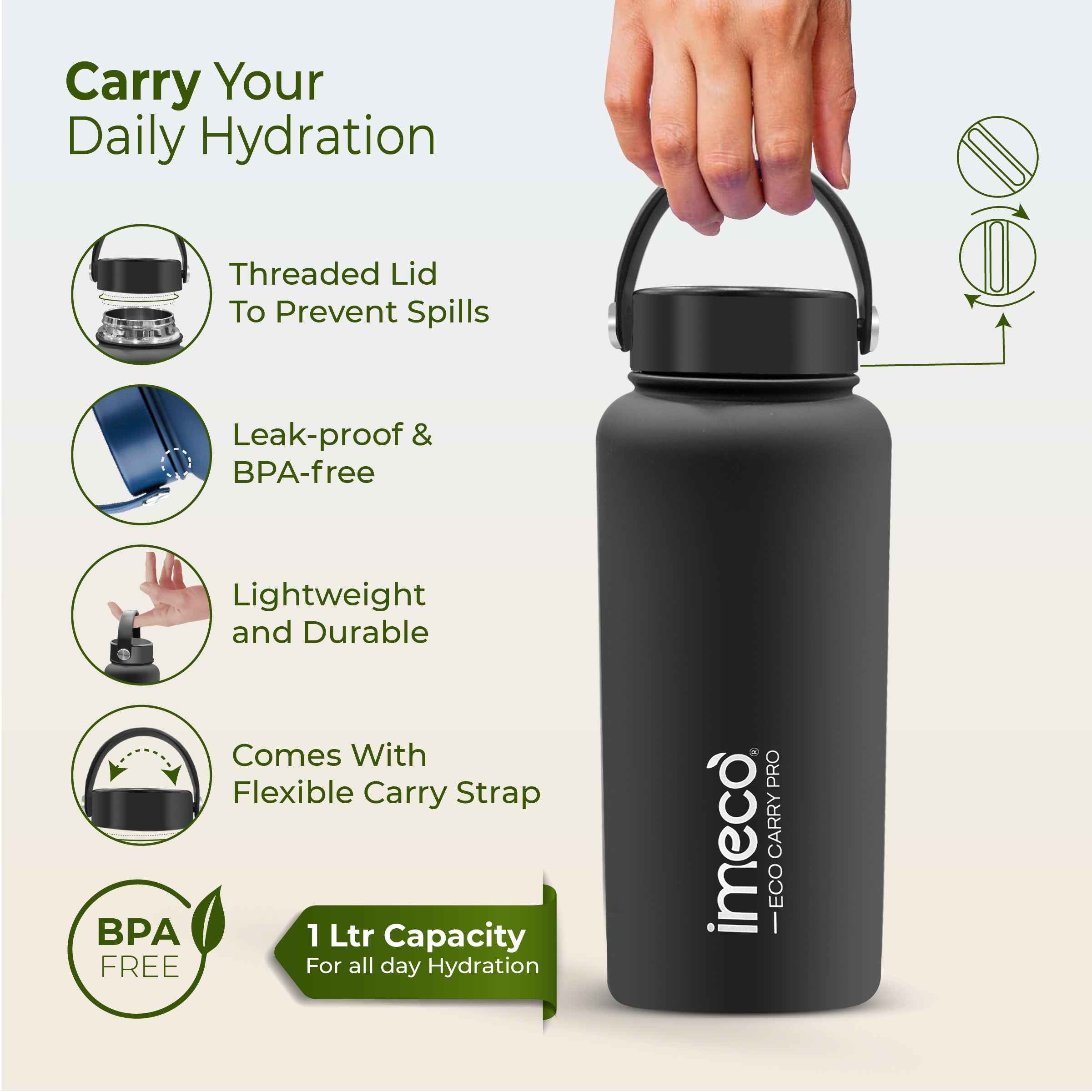 ECO CARRY PRO Stainless Steel Water Bottle (1 L)