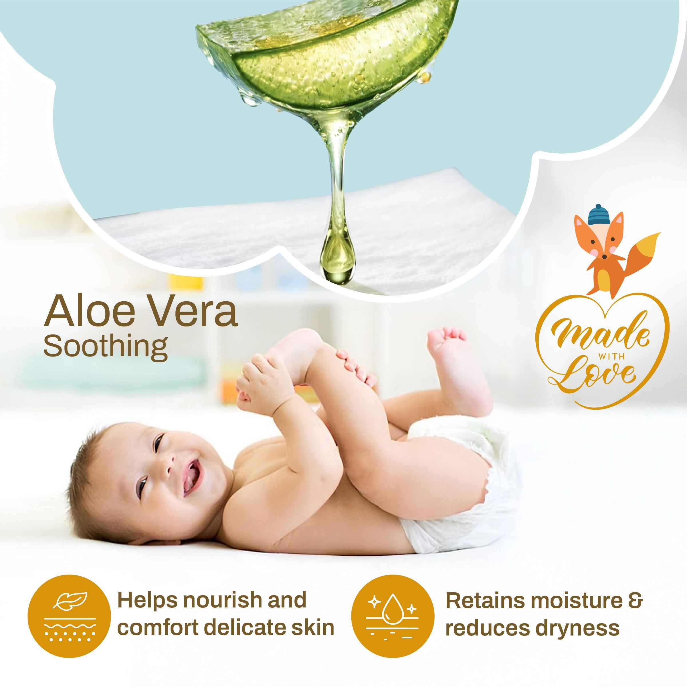 Baby Wet Wipes with Aloe Vera & Bamboo Pulp (72 Pulls)