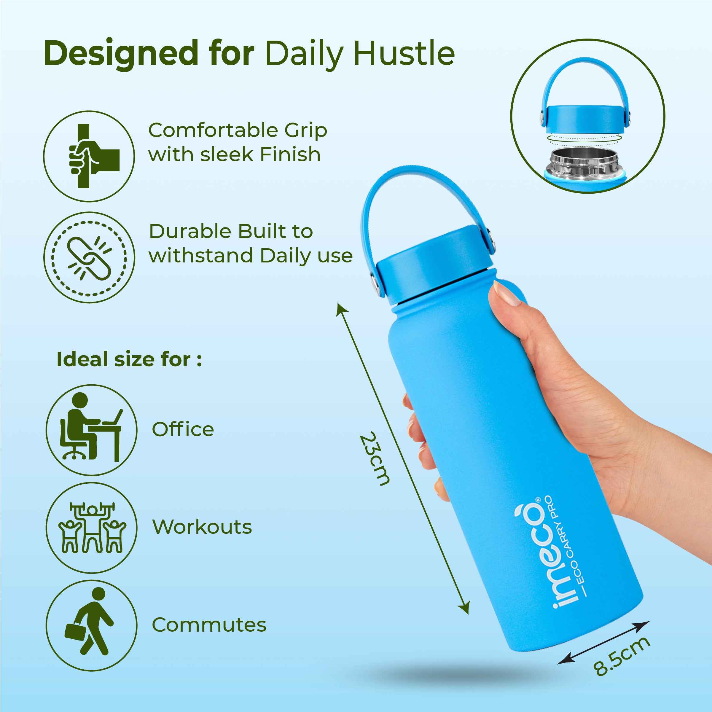 ECO CARRY PRO Stainless Steel Water Bottle (1 L)