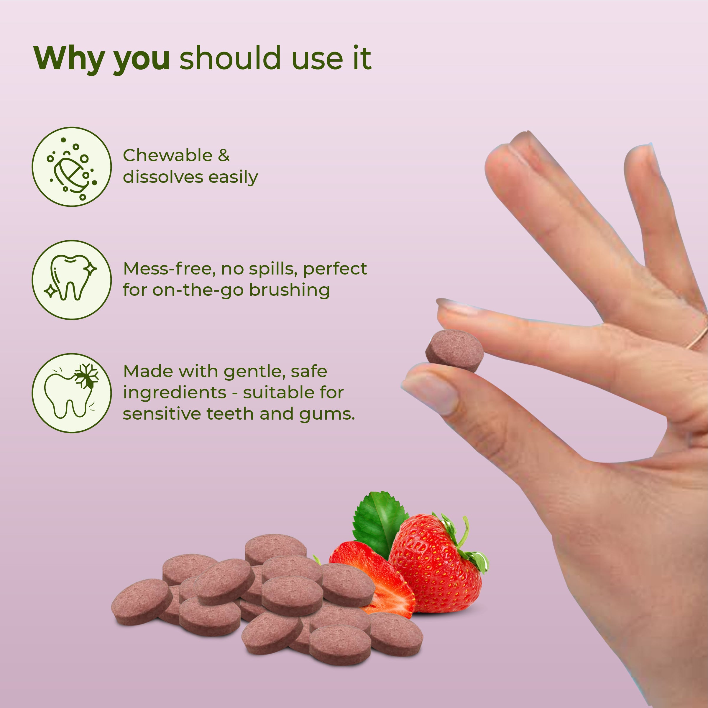 Fluoride-Free Strawberry Tooth Tablets