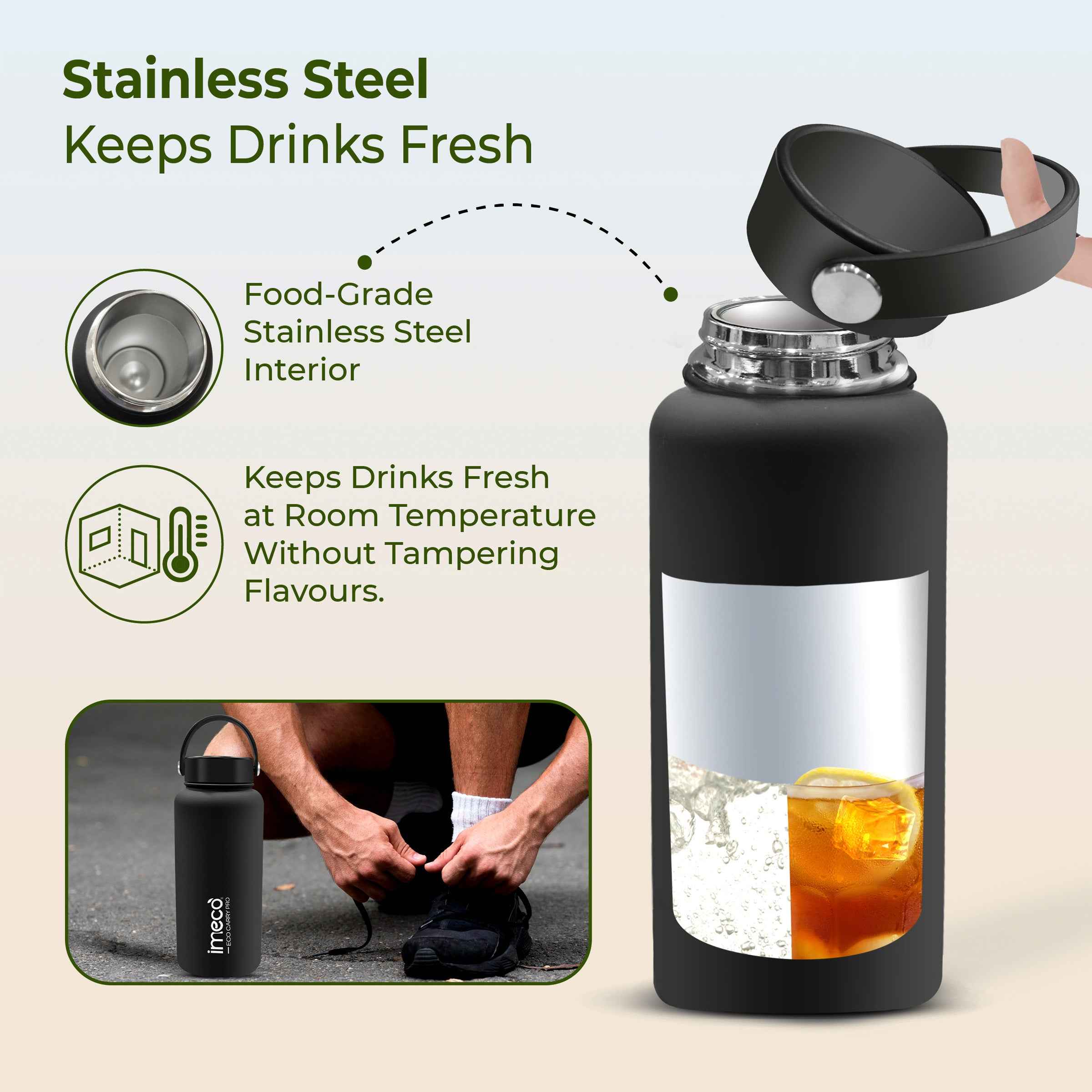 ECO CARRY PRO Stainless Steel Water Bottle (1 L)