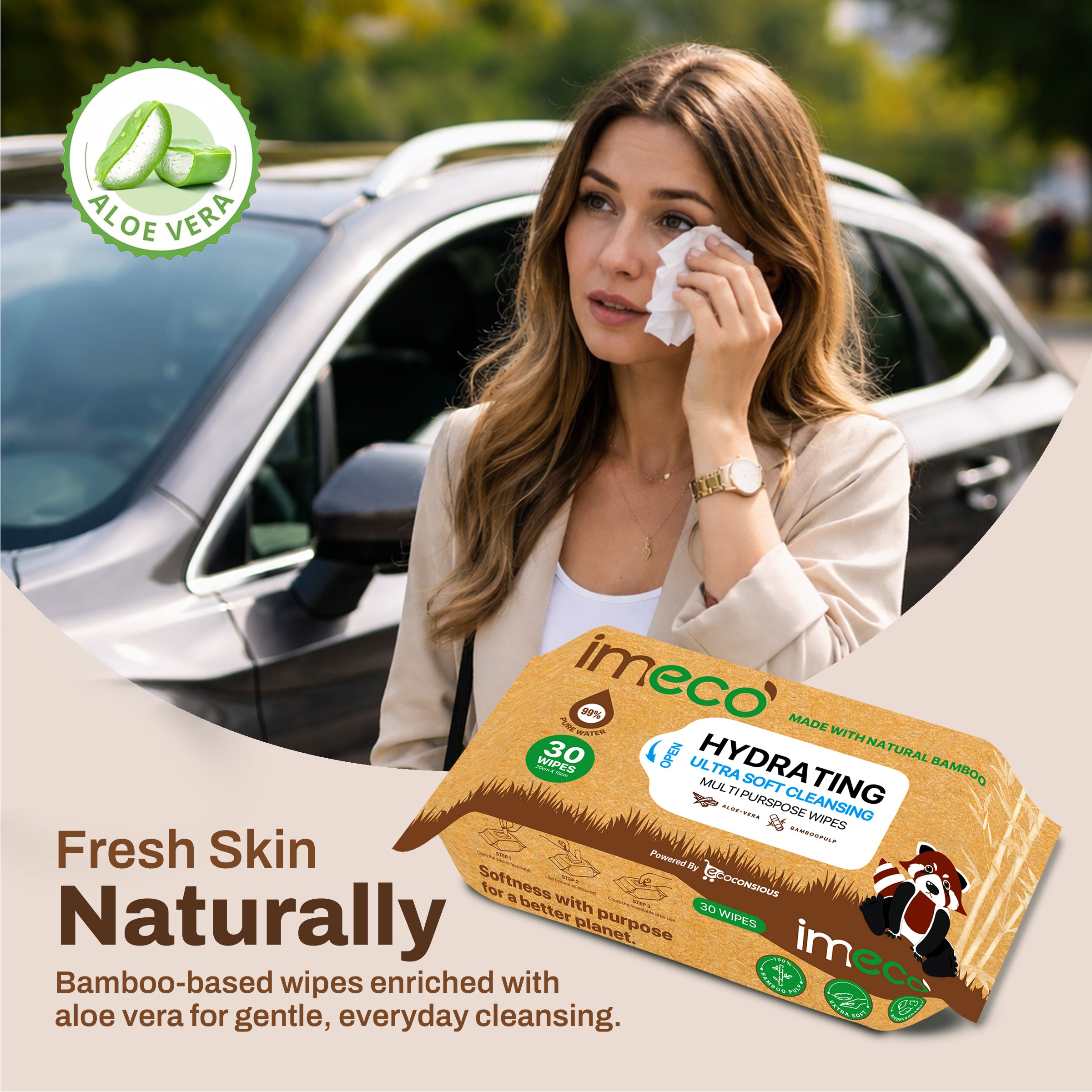 Ultra-soft Wet Wipes with Bamboo Pulp & Aloe Vera (30 Pulls)