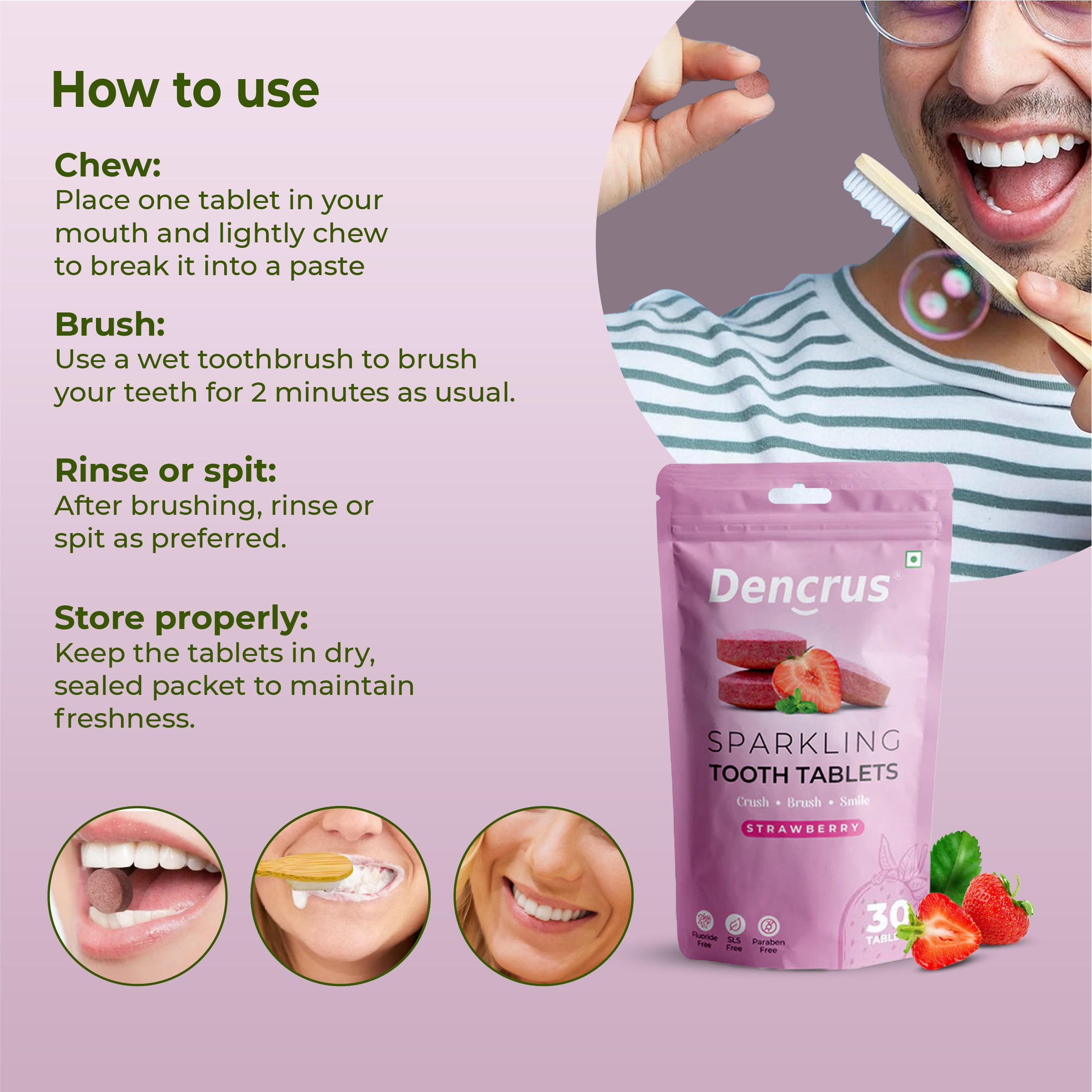 Fluoride-Free Strawberry Tooth Tablets
