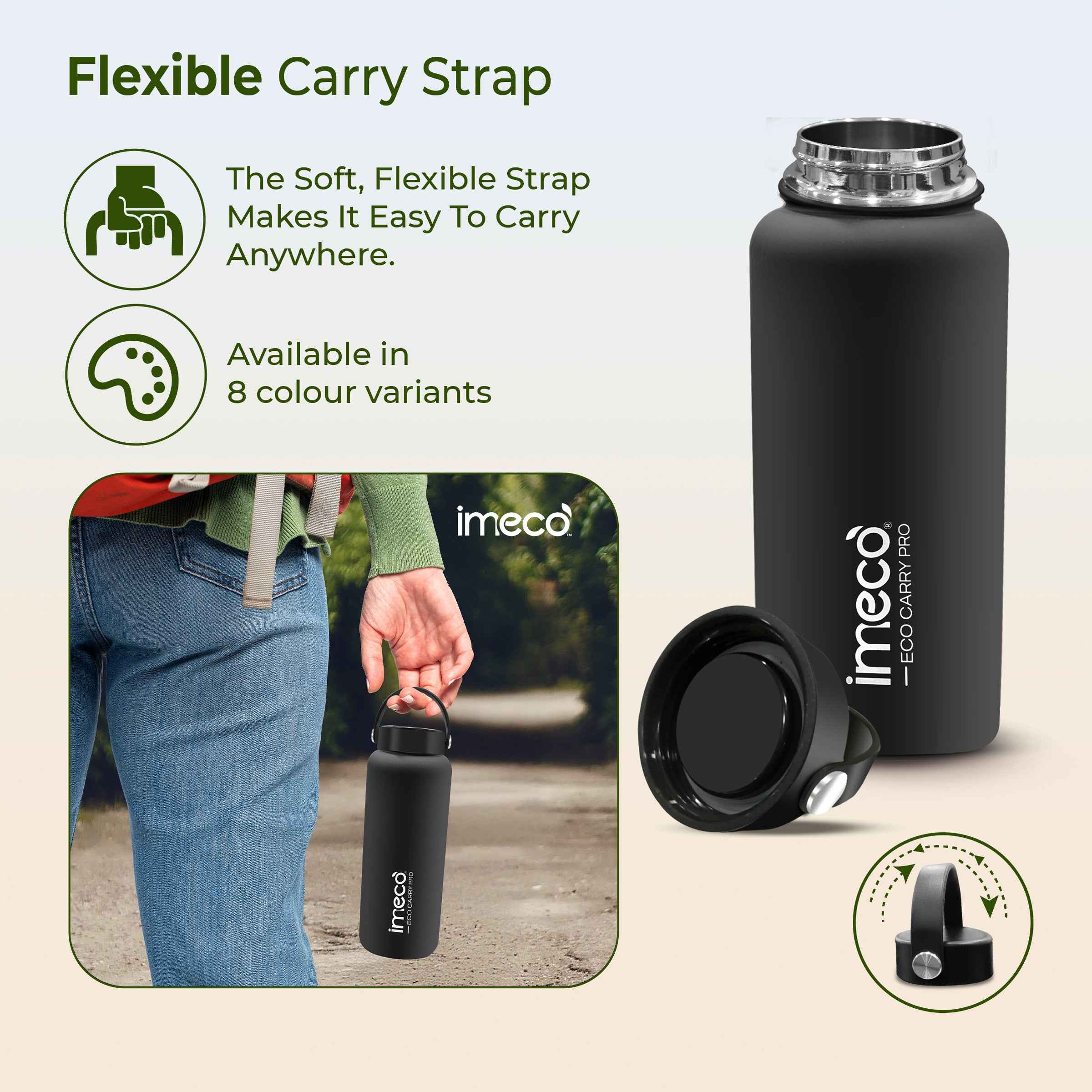 ECO CARRY PRO Stainless Steel Water Bottle (1 L)