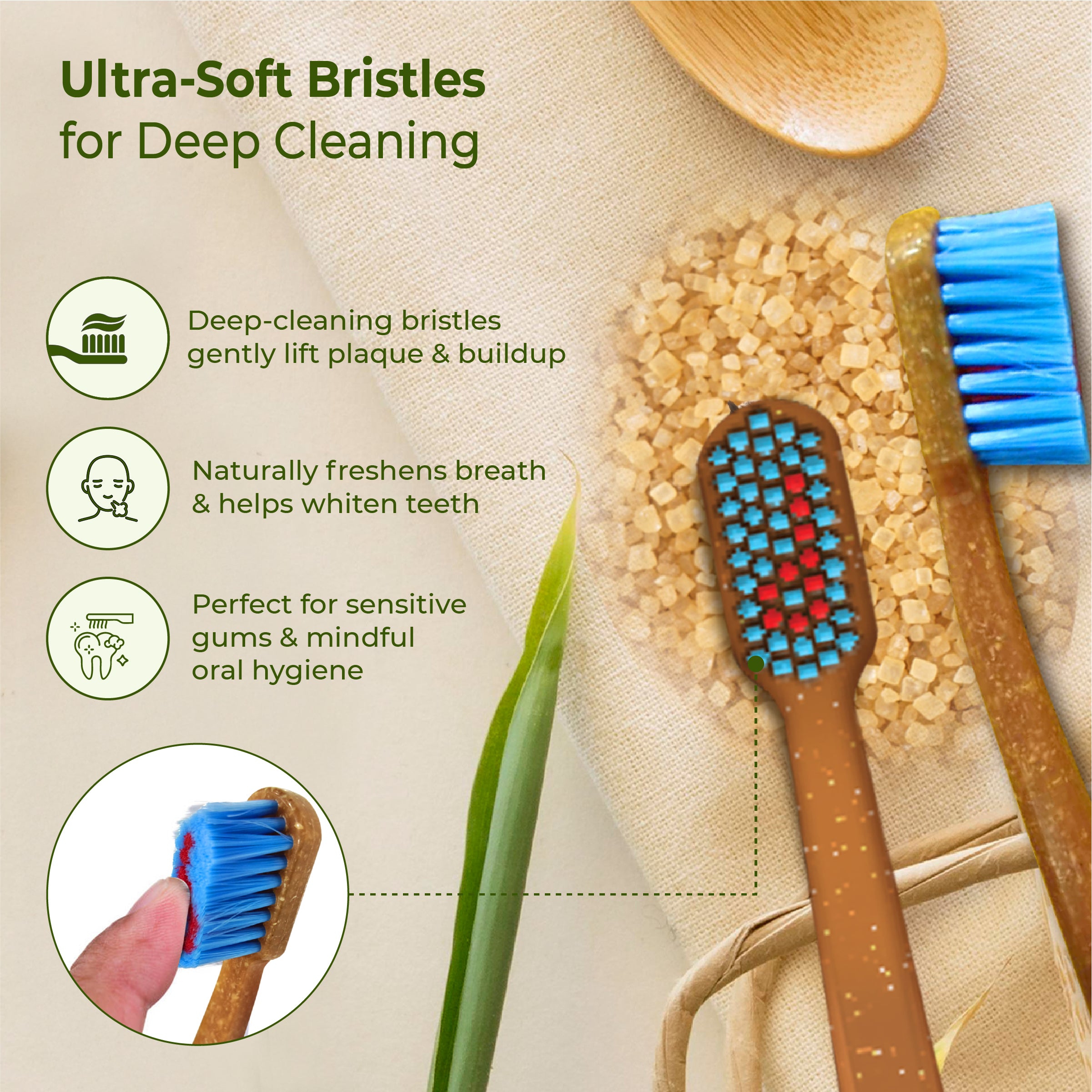 Octa Clean Bamboo Toothbrush with Soft Bristles