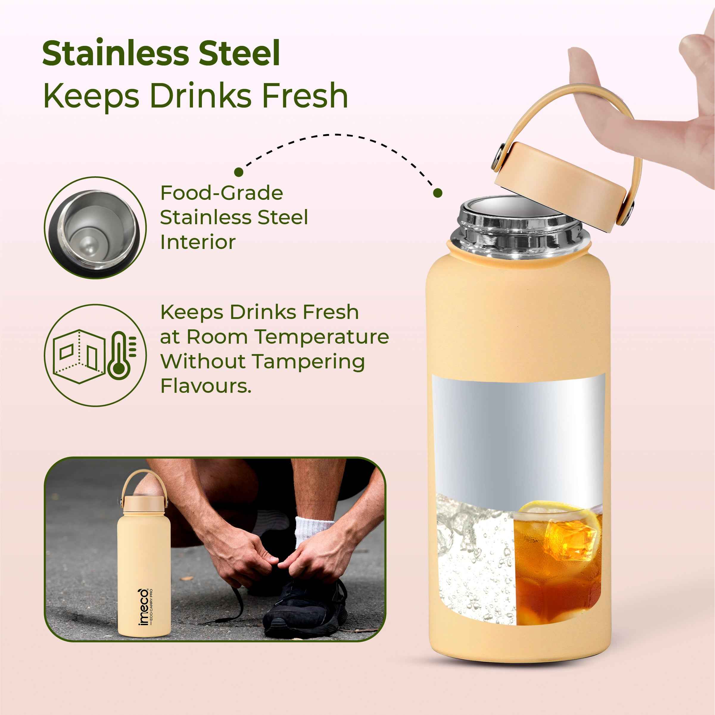 ECO CARRY PRO Stainless Steel Water Bottle (1 L)