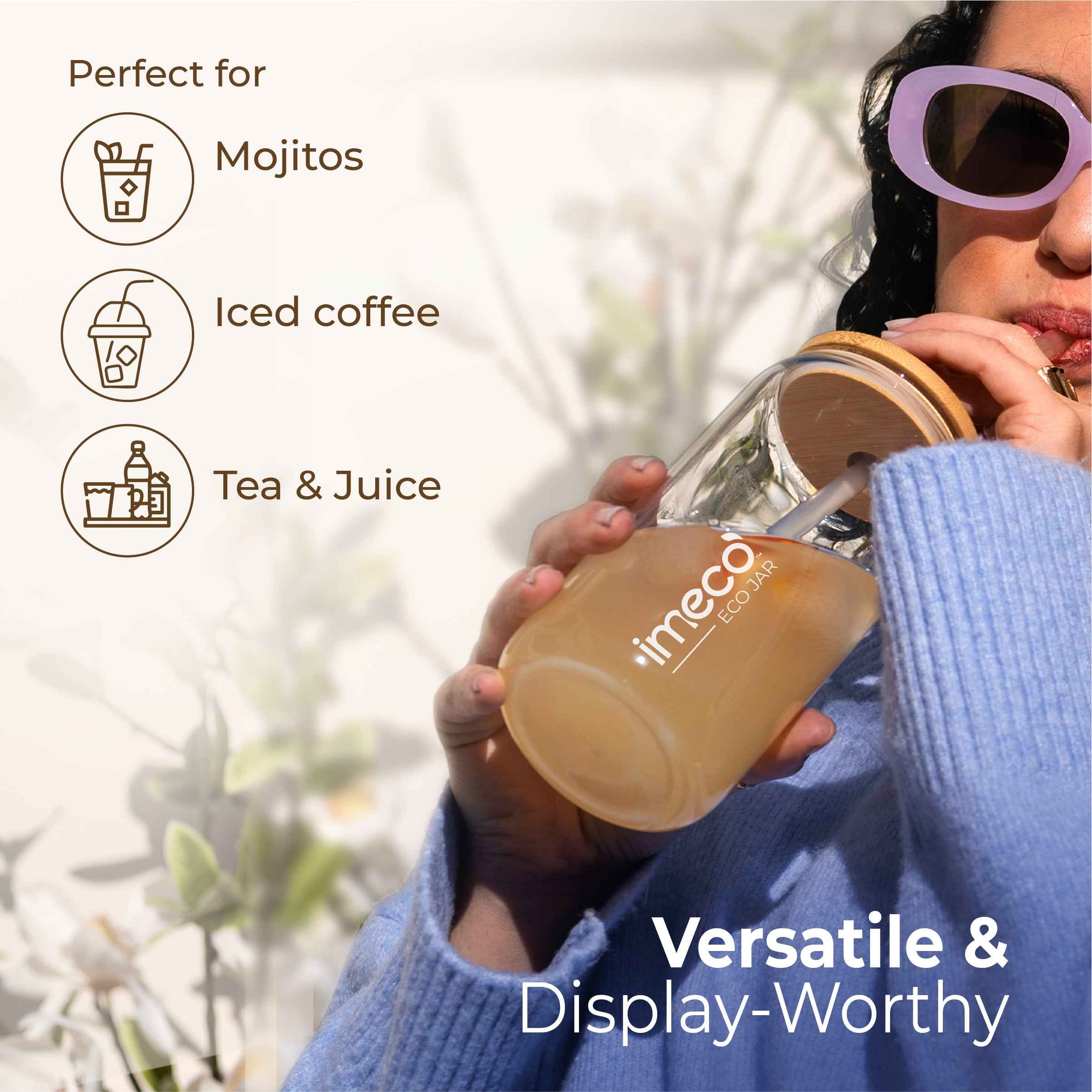 ECO JAR Glass Sipper with Bamboo Lid