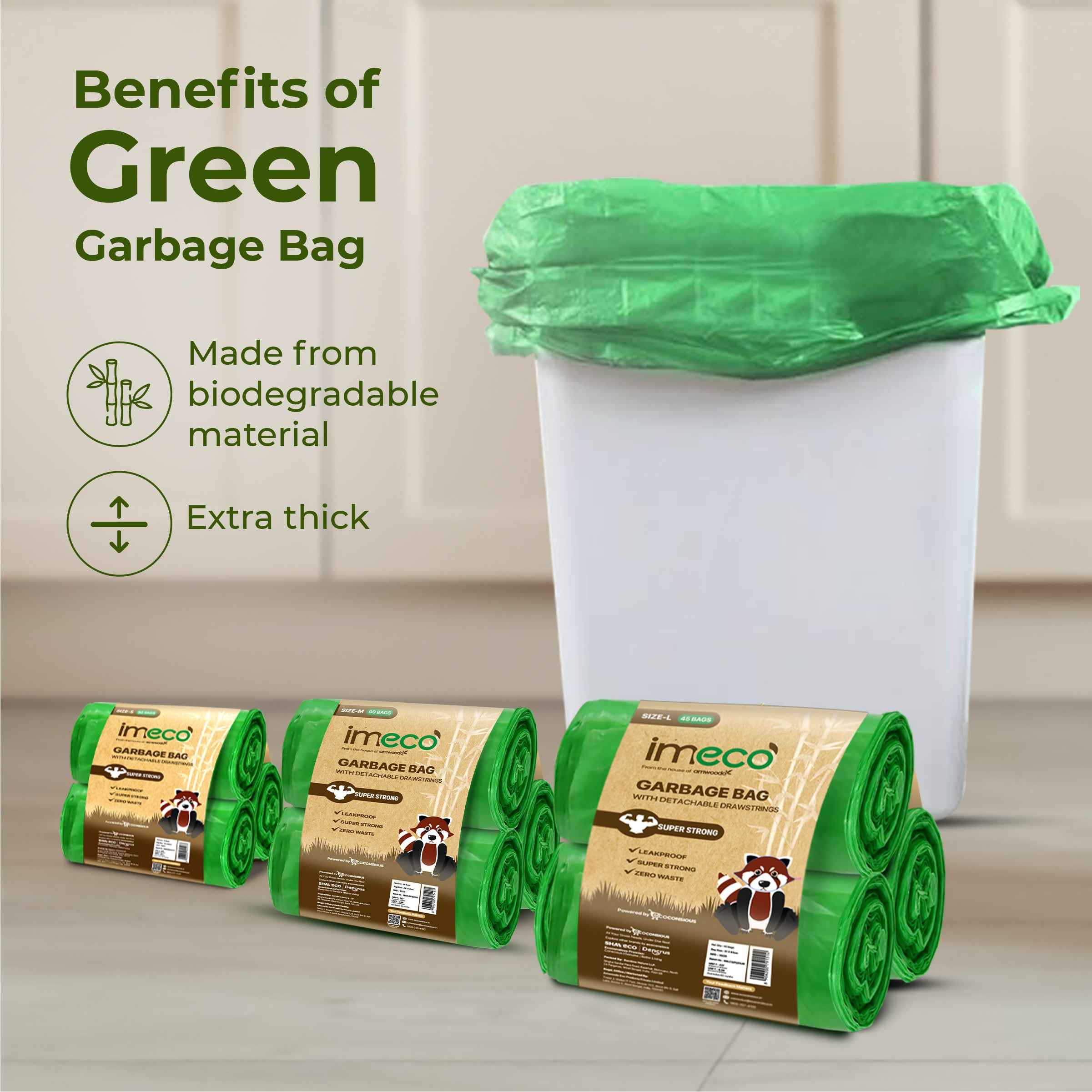 Leakproof Garbage Bags with Drawstring