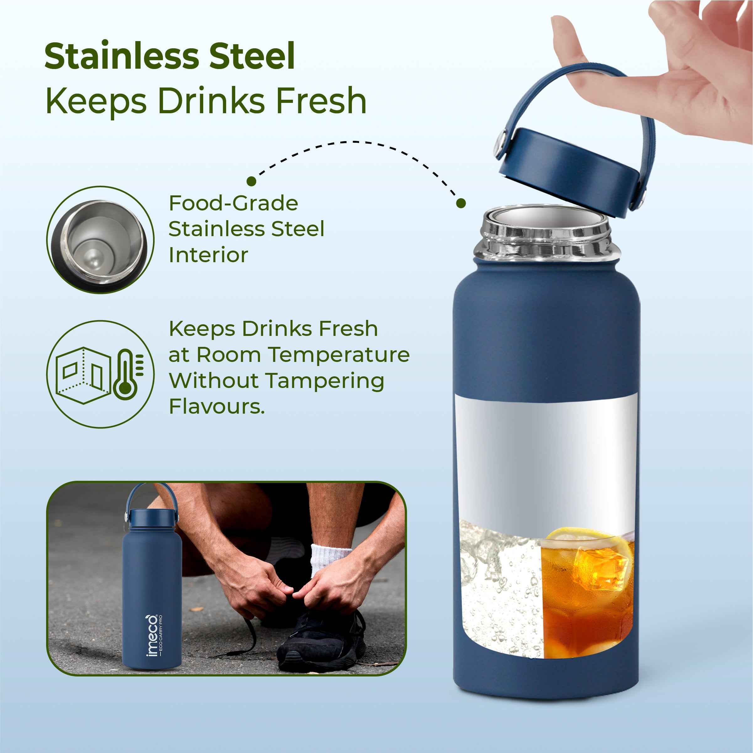 ECO CARRY PRO Stainless Steel Water Bottle (1 L)