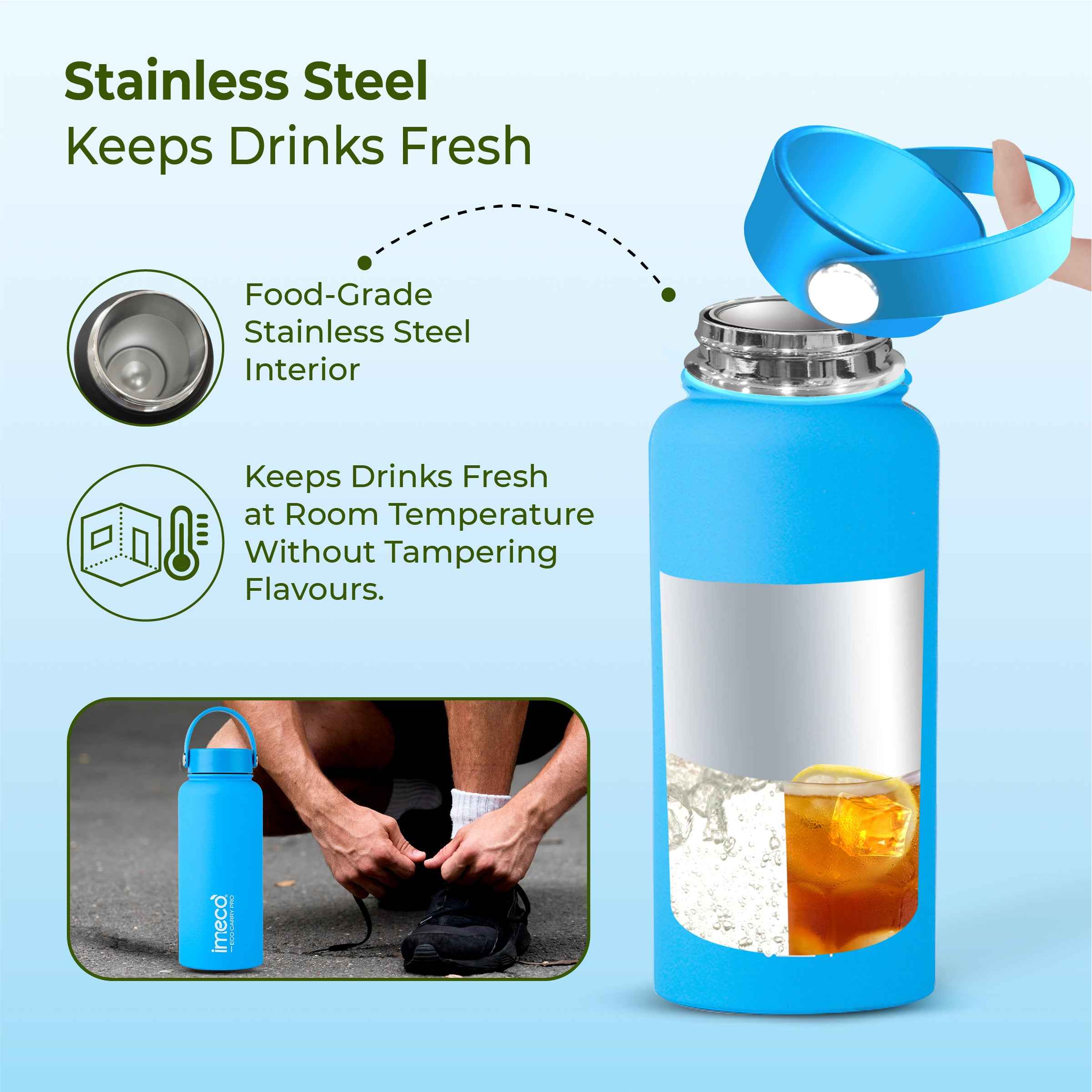 ECO CARRY PRO Stainless Steel Water Bottle (1 L)