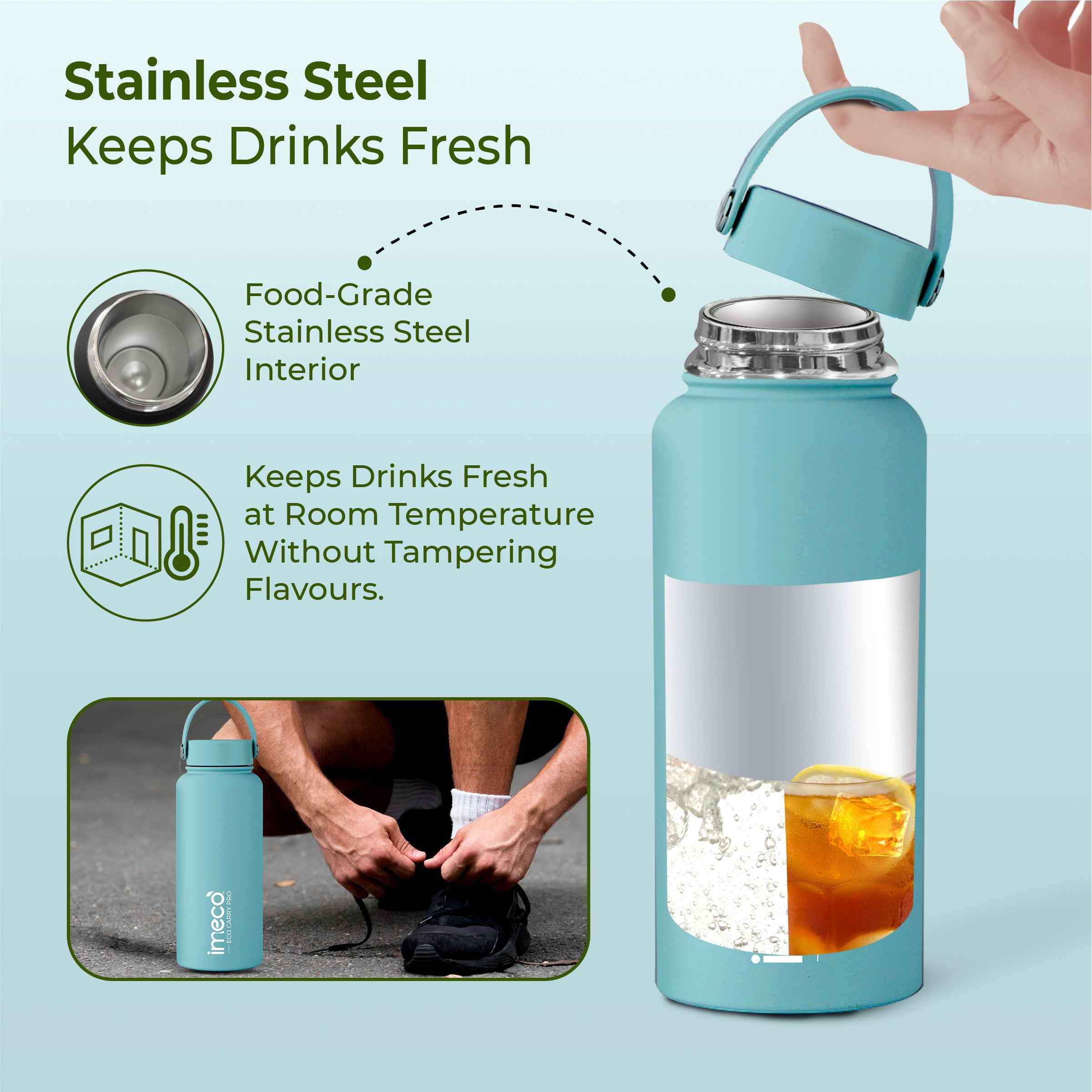 ECO CARRY PRO Stainless Steel Water Bottle (1 L)