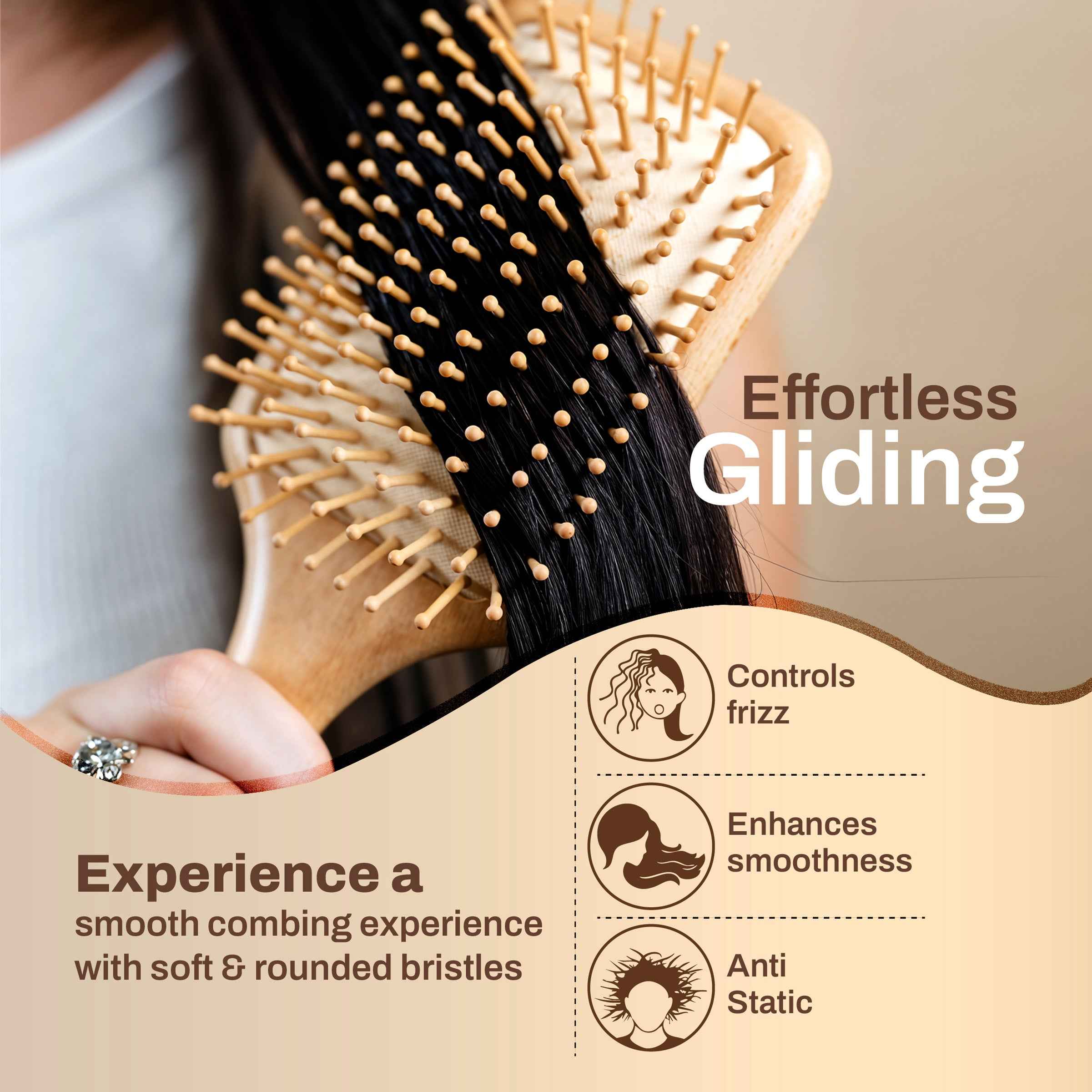 Anti-Static Bamboo Paddle Hair Brush (Pack of 2) - Imeco India