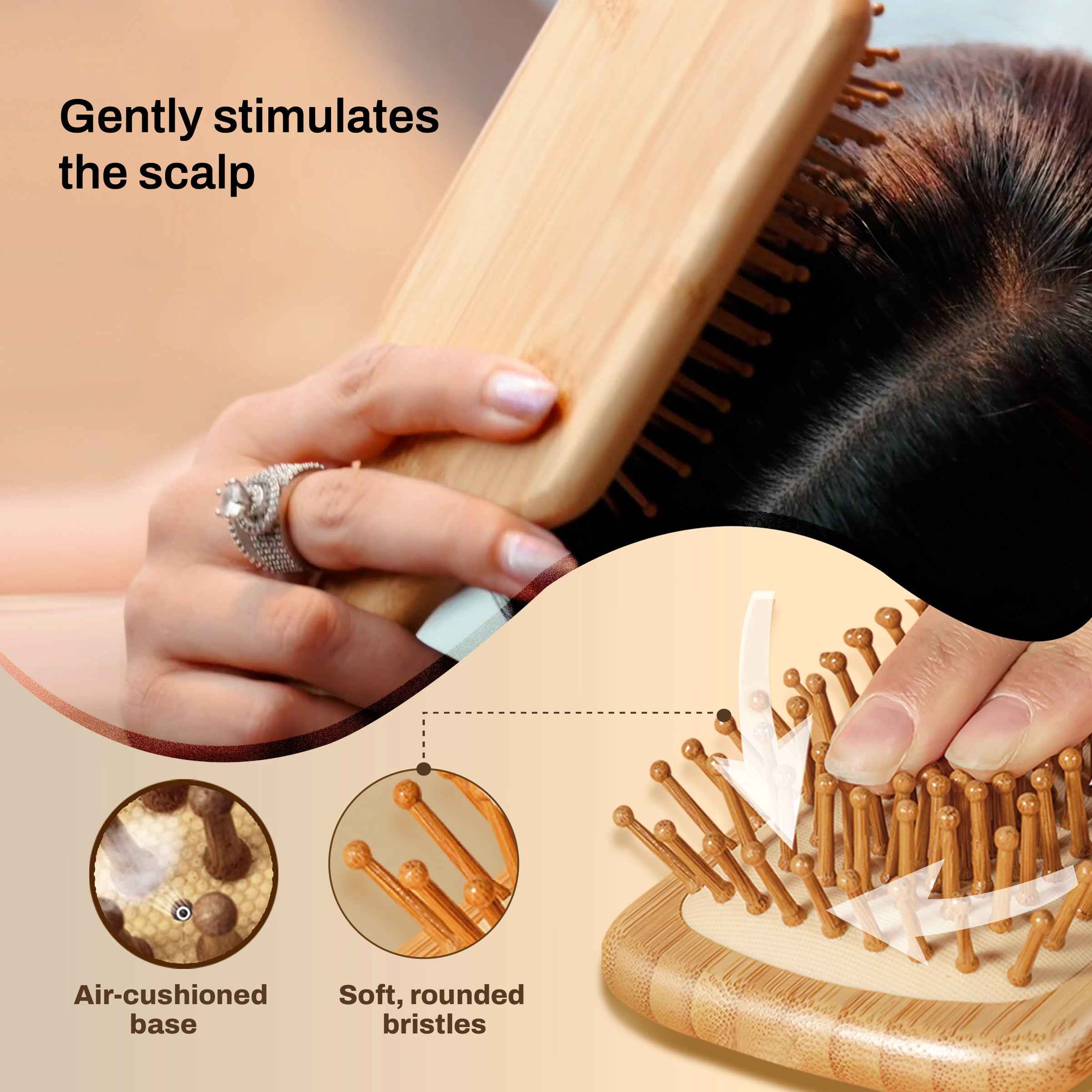 Anti-Static Bamboo Paddle Hair Brush (Pack of 2) - Imeco India