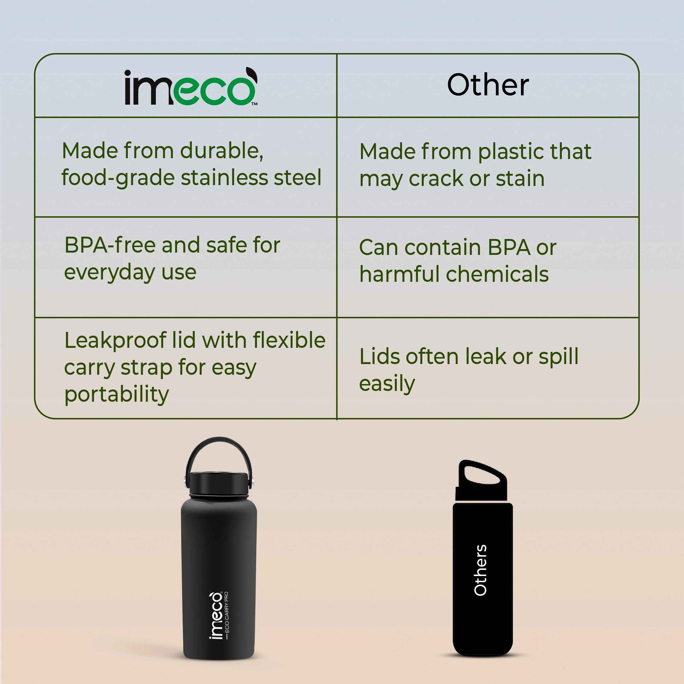 ECO CARRY PRO Stainless Steel Water Bottle (1 L)