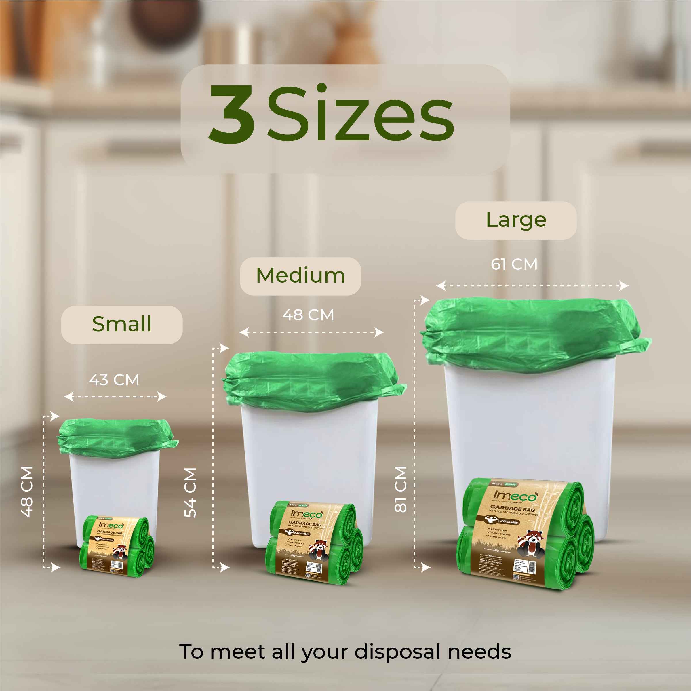 Leakproof Garbage Bags with Drawstring