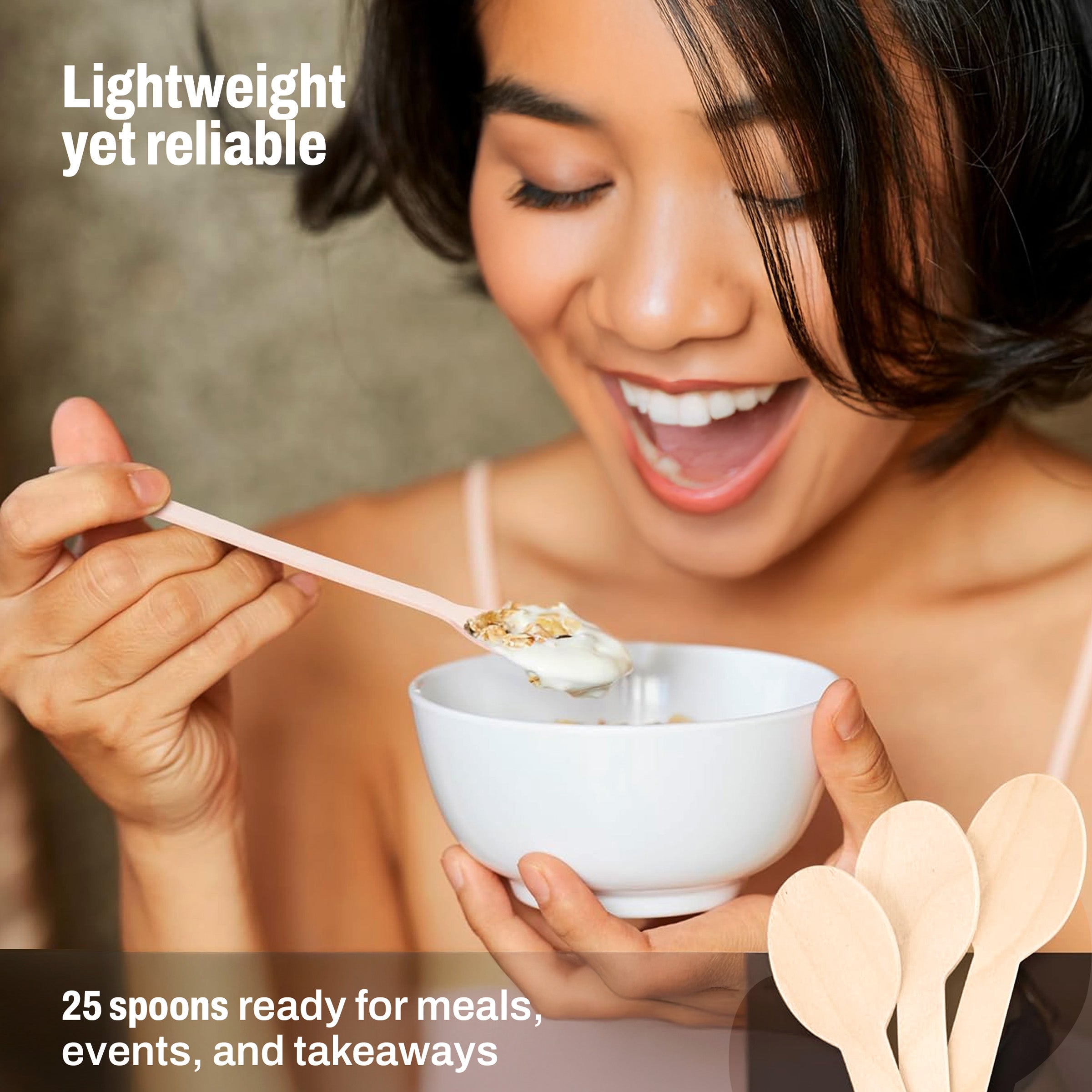 Wooden Disposable Splinter-Free Spoons – Pack of 25