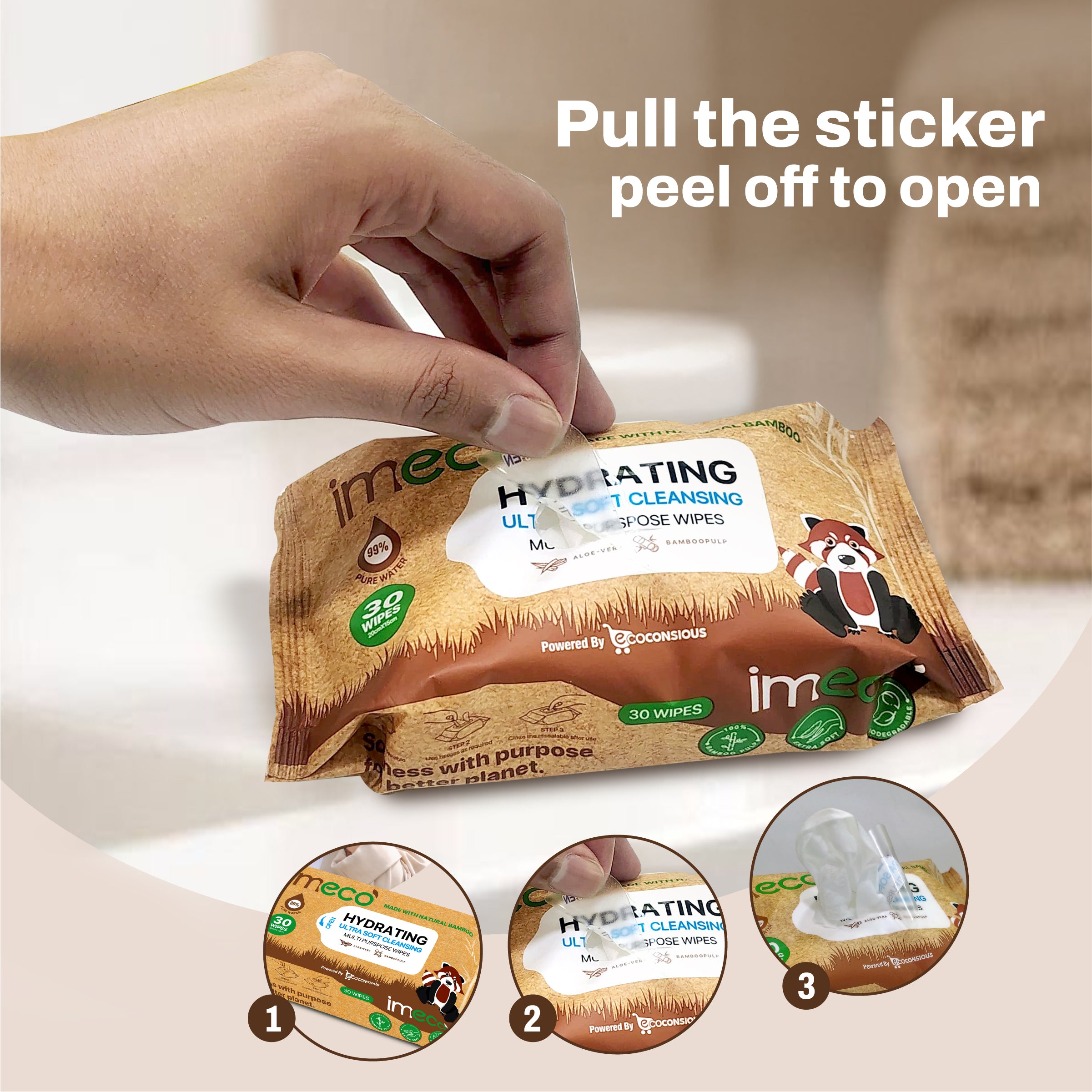 Ultra-soft Wet Wipes with Bamboo Pulp & Aloe Vera (30 Pulls)