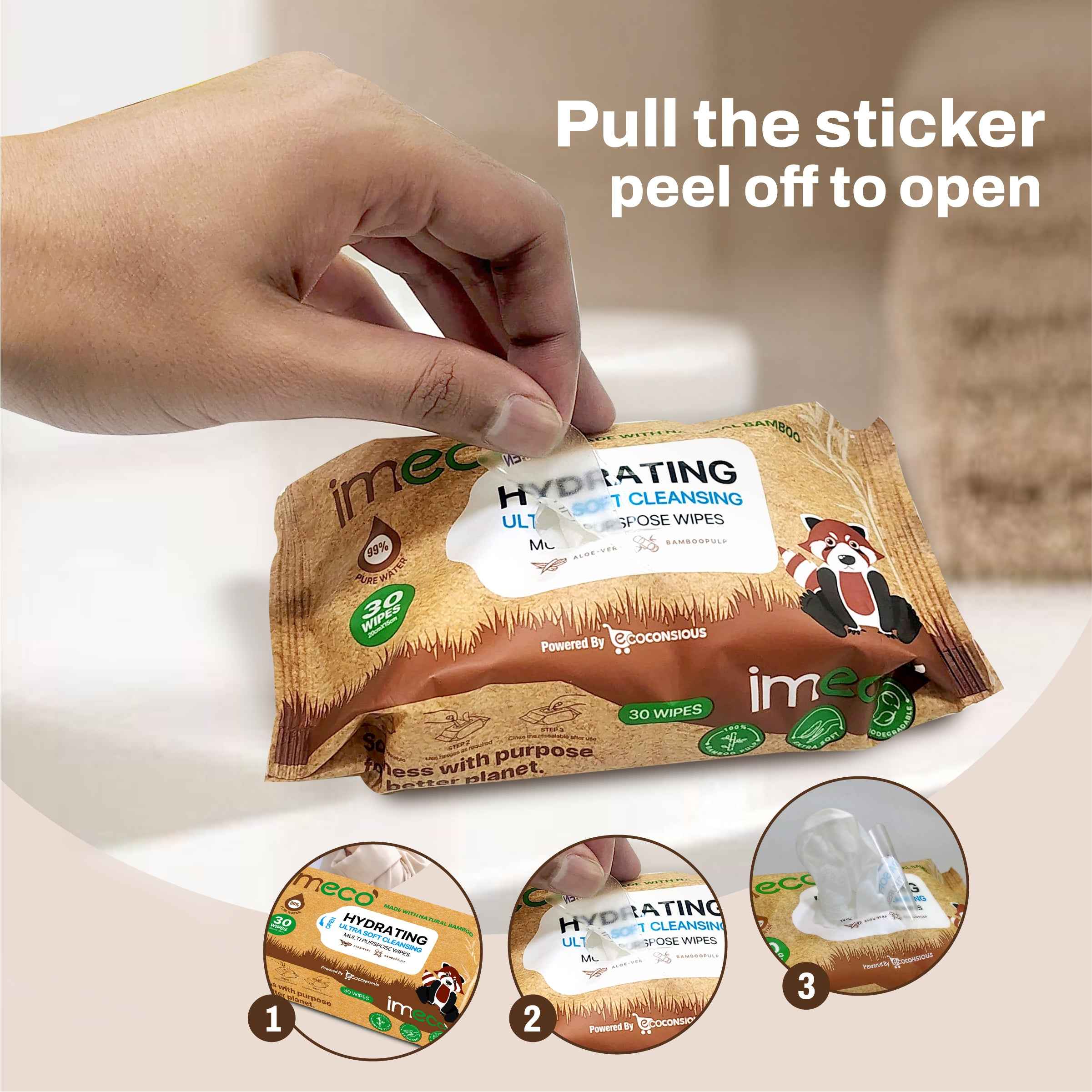 Ultra-soft Wet Wipes with Bamboo Pulp & Aloe Vera (30 Pulls)