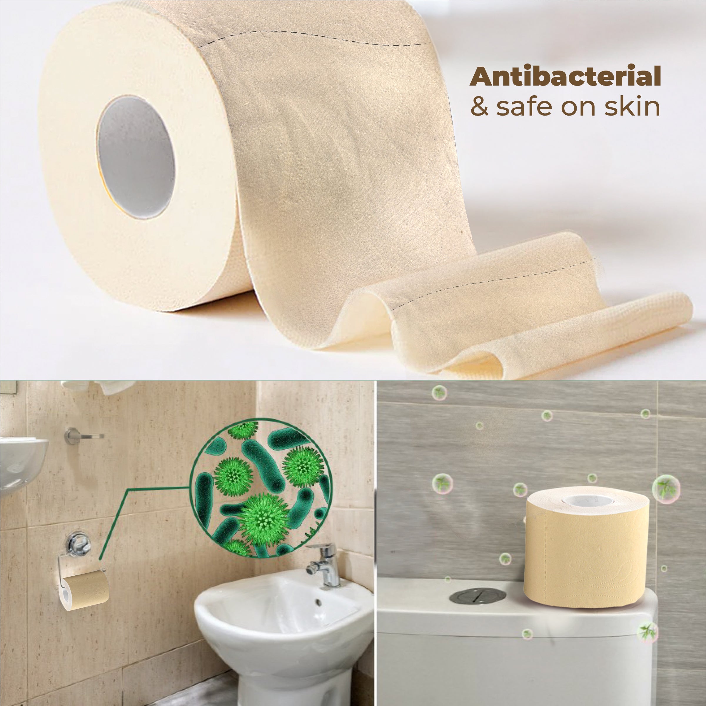 Hypoallergenic Bamboo Toilet Tissue Rolls (160 Pulls, 6 Rolls) - Imeco India