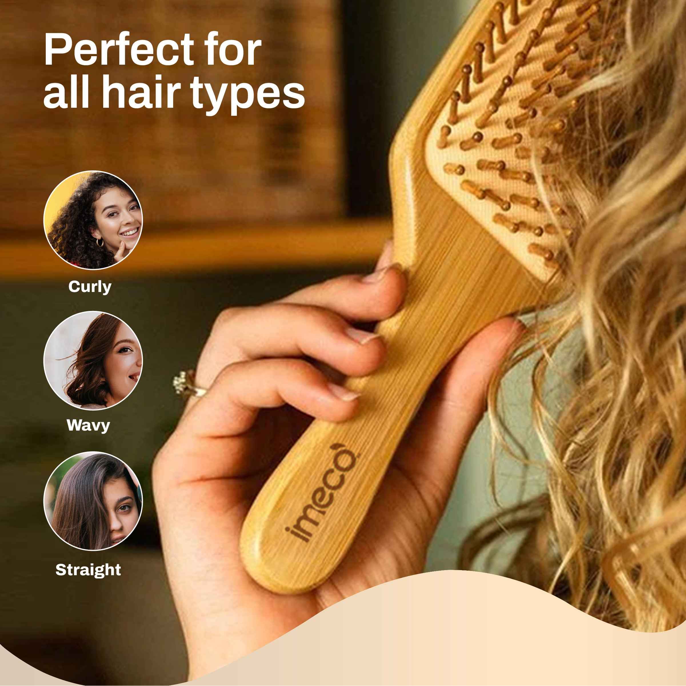 Anti-Static Bamboo Paddle Hair Brush (Pack of 2) - Imeco India