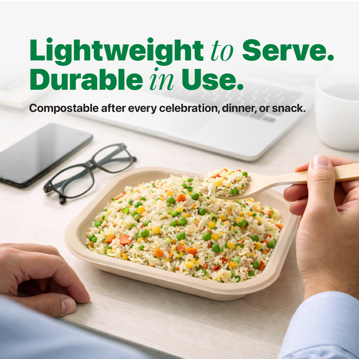 Bamboo Square Disposable Plates (7 Inch) – Pack of 25