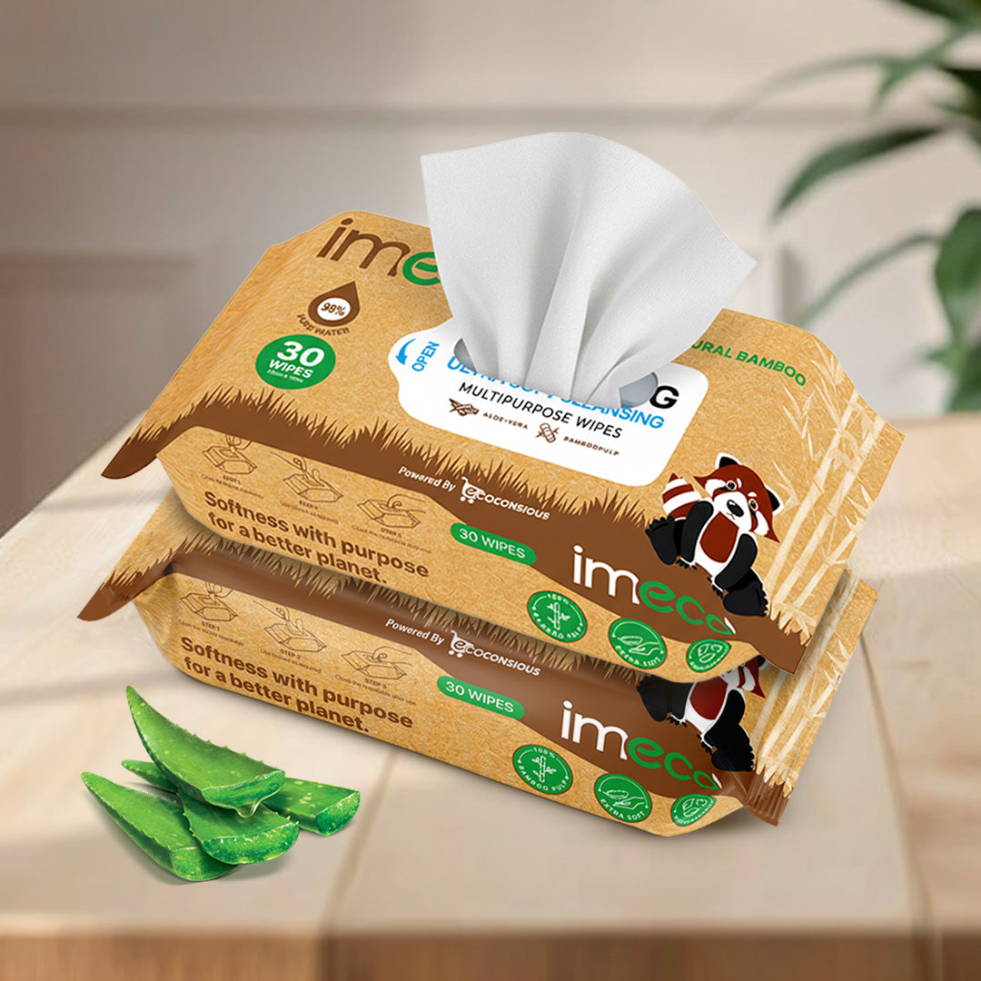 Ultra-soft Wet Wipes with Bamboo Pulp & Aloe Vera (30 Pulls)