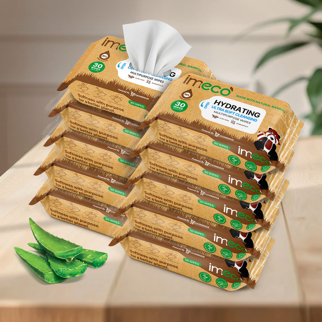 Ultra-soft Wet Wipes with Bamboo Pulp & Aloe Vera (30 Pulls)