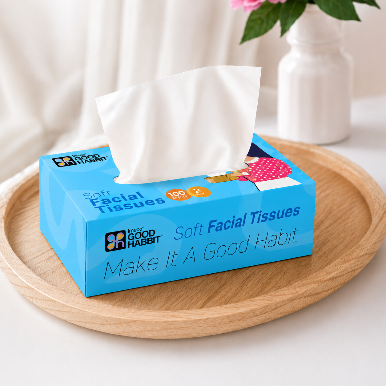 Good Habbit Soft Facial Tissue Box – Extra Soft & 2 Ply (Blue)