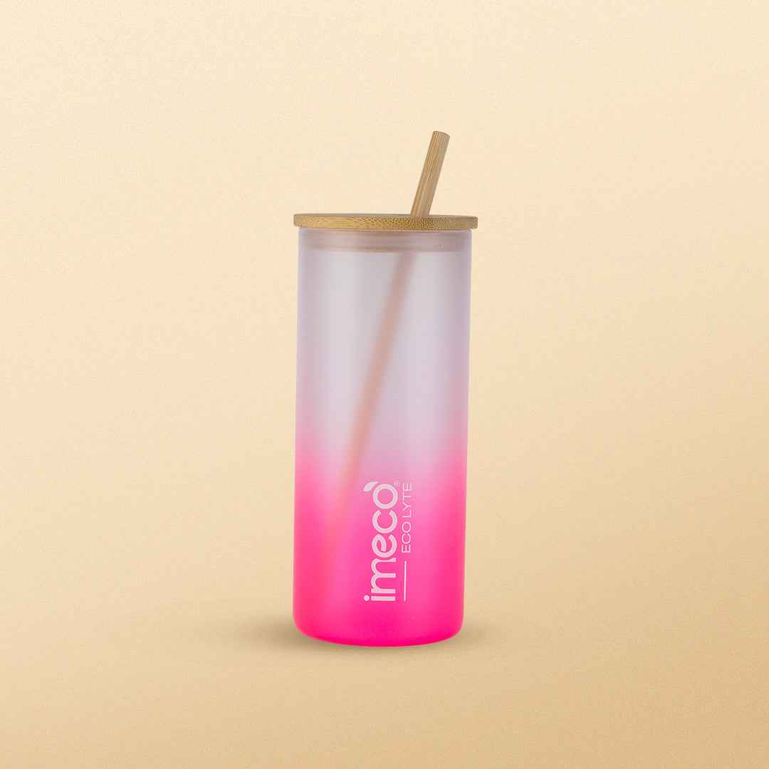 ECO LYTE Gradient Glass Sipper with Straw (600 ml) #color_pink