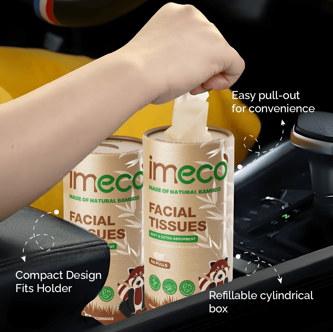 Bamboo Facial Tissues in Cylindrical Box