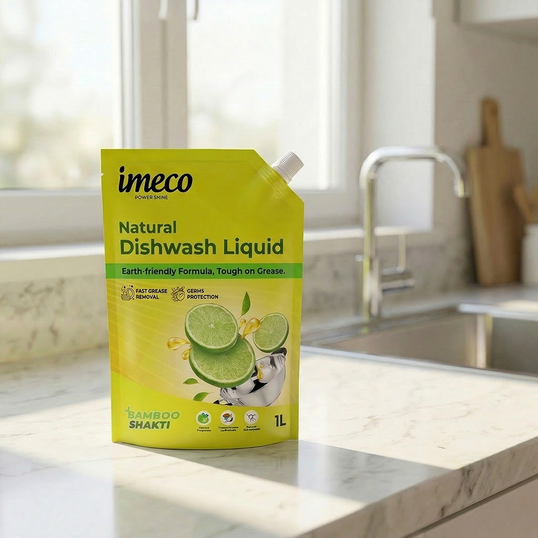 Natural Dishwash Liquid – Coconut-Based, Lemon Fresh (1 Litre, Pouch)