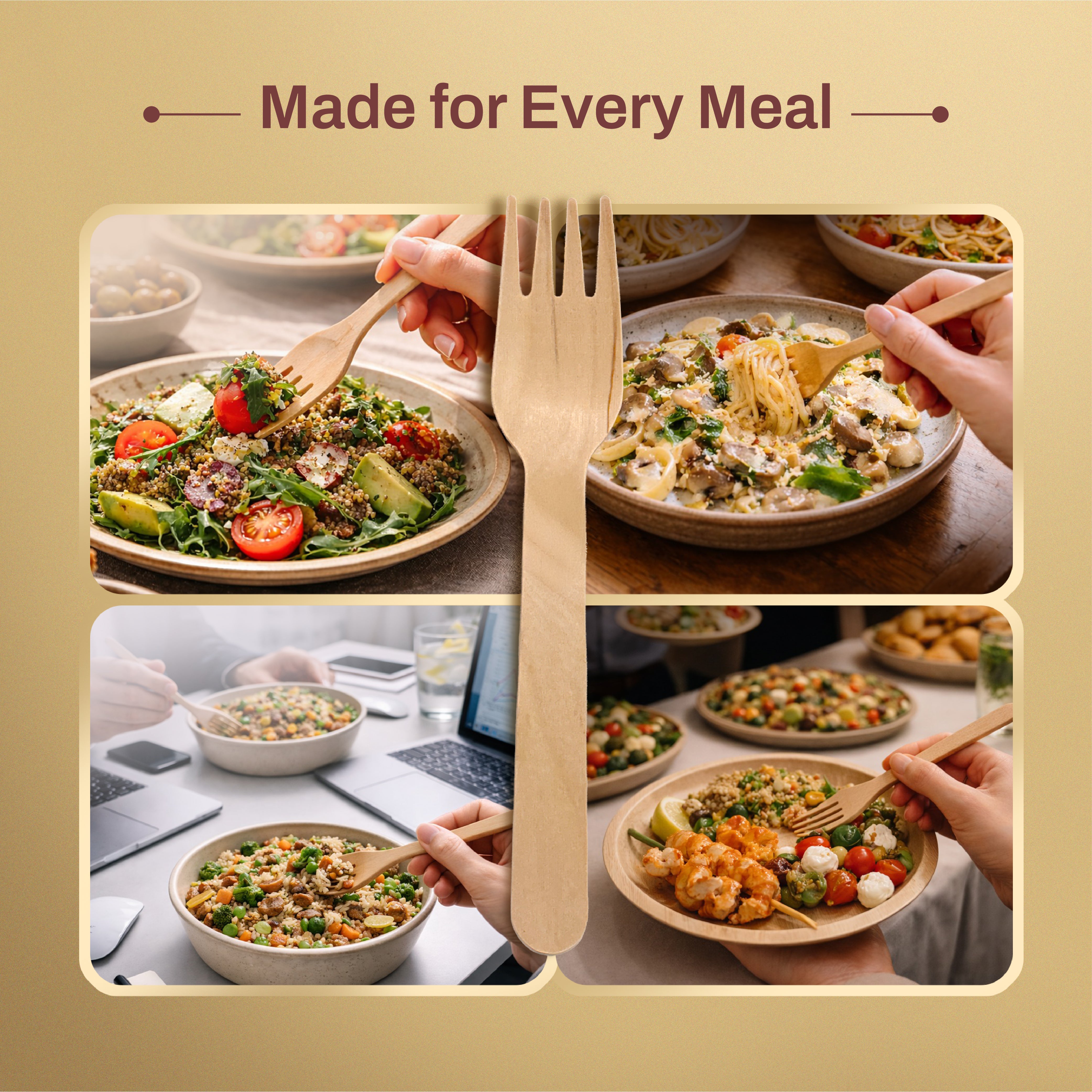Wooden Disposable Splinter-Free Fork – Pack of 25 - Imeco India