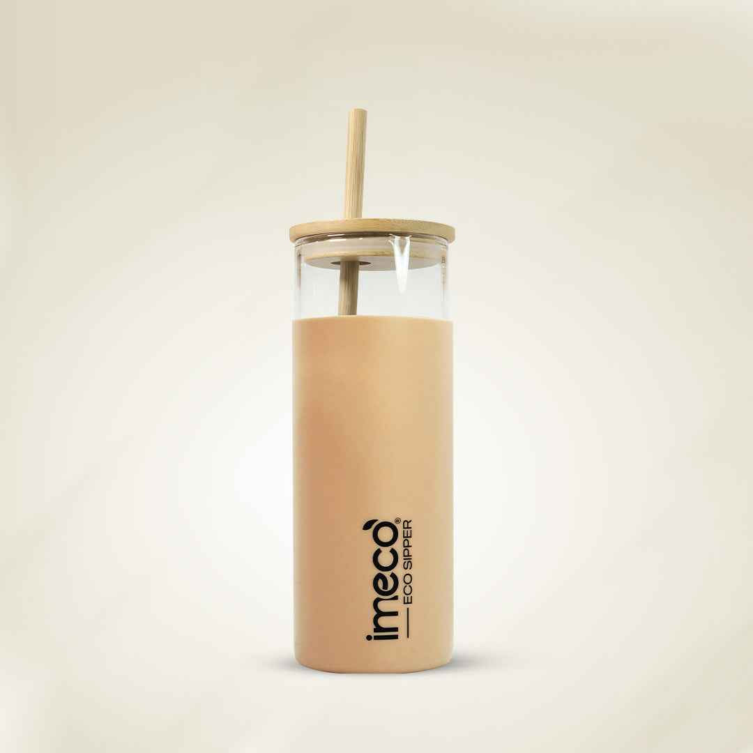 ECO SIPPER Glass Sipper with Bamboo Straw (450 ml)