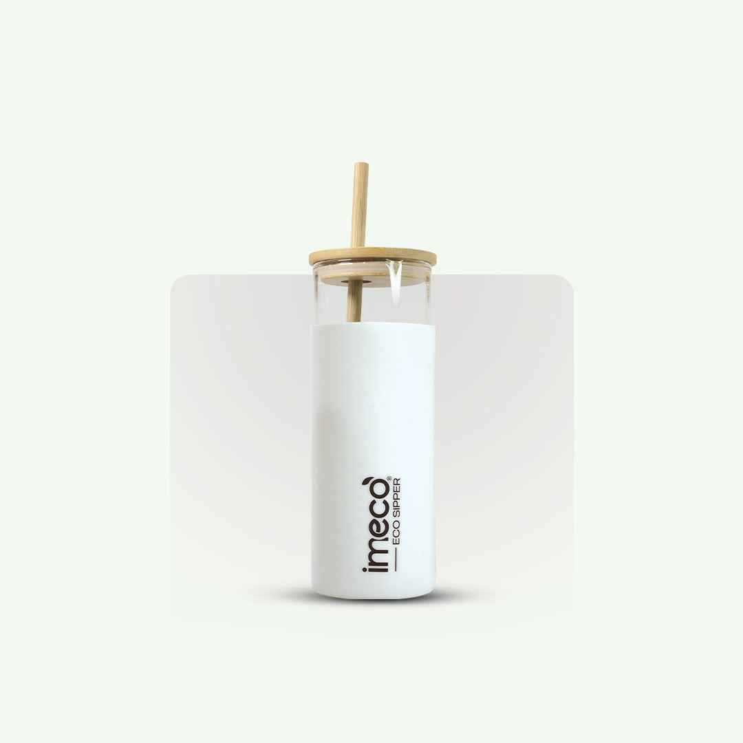 ECO SIPPER Glass Sipper with Bamboo Straw (450 ml)