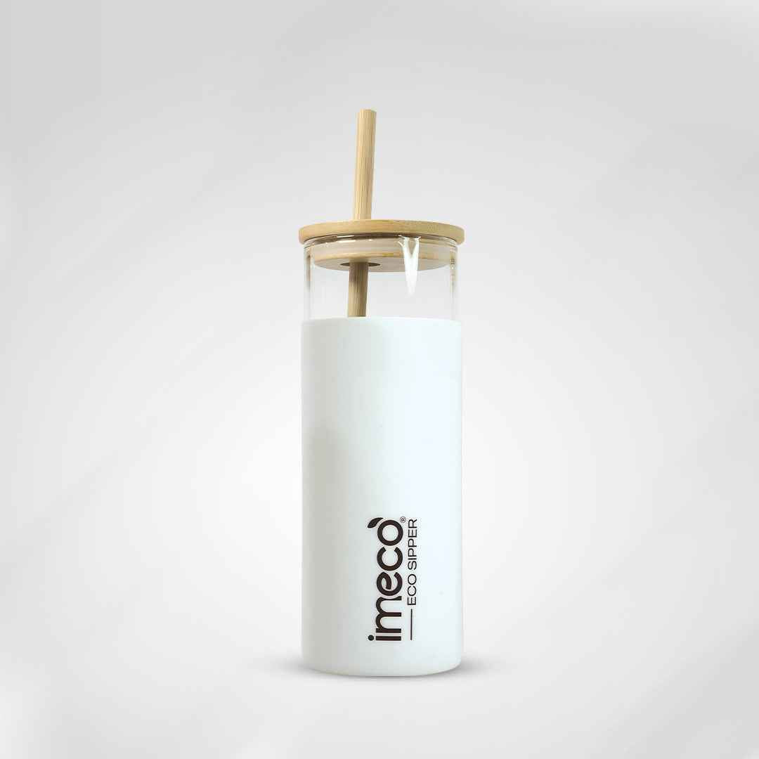 ECO SIPPER Glass Sipper with Bamboo Straw (450 ml)