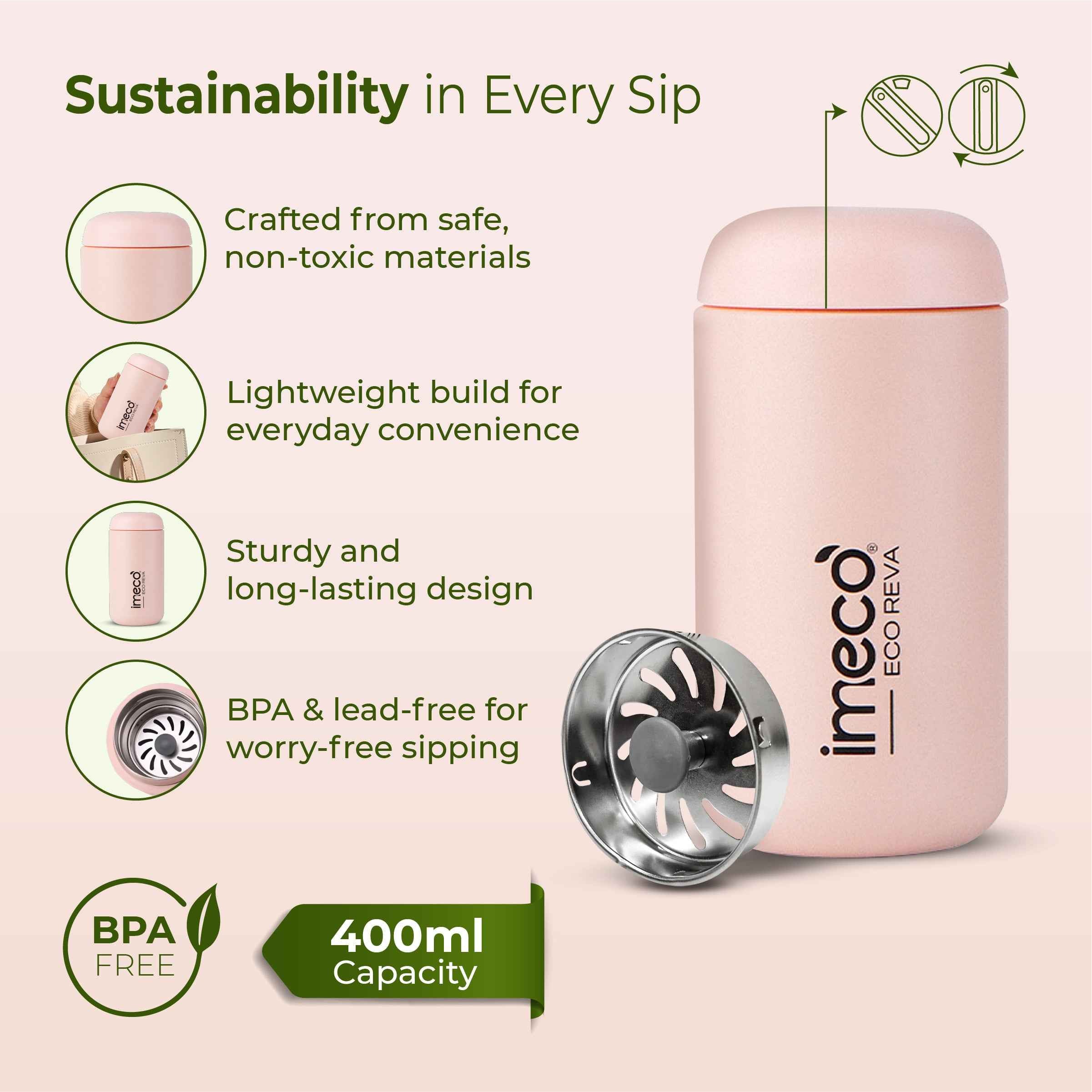 ECO REVA Stainless Steel Water Bottle (400 ml)
