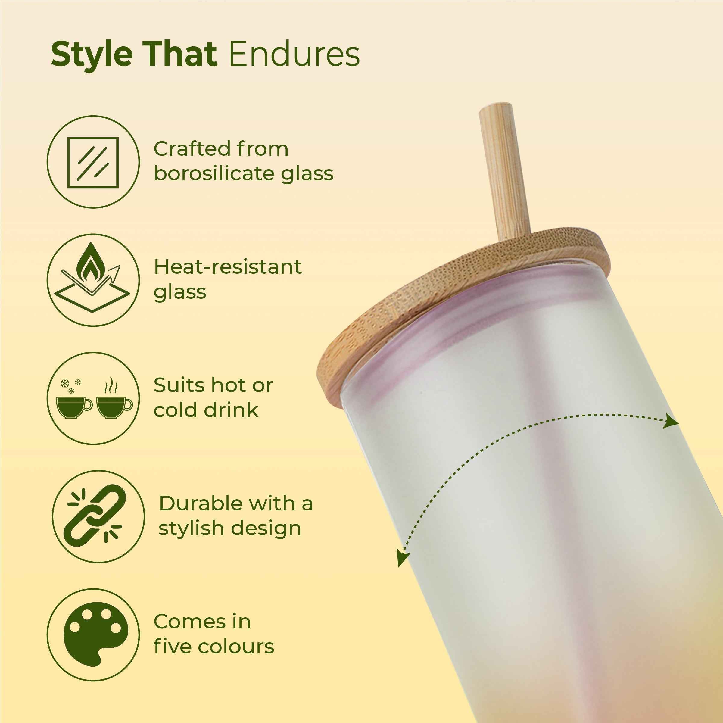 ECO LYTE Gradient Glass Sipper with Straw (600 ml)