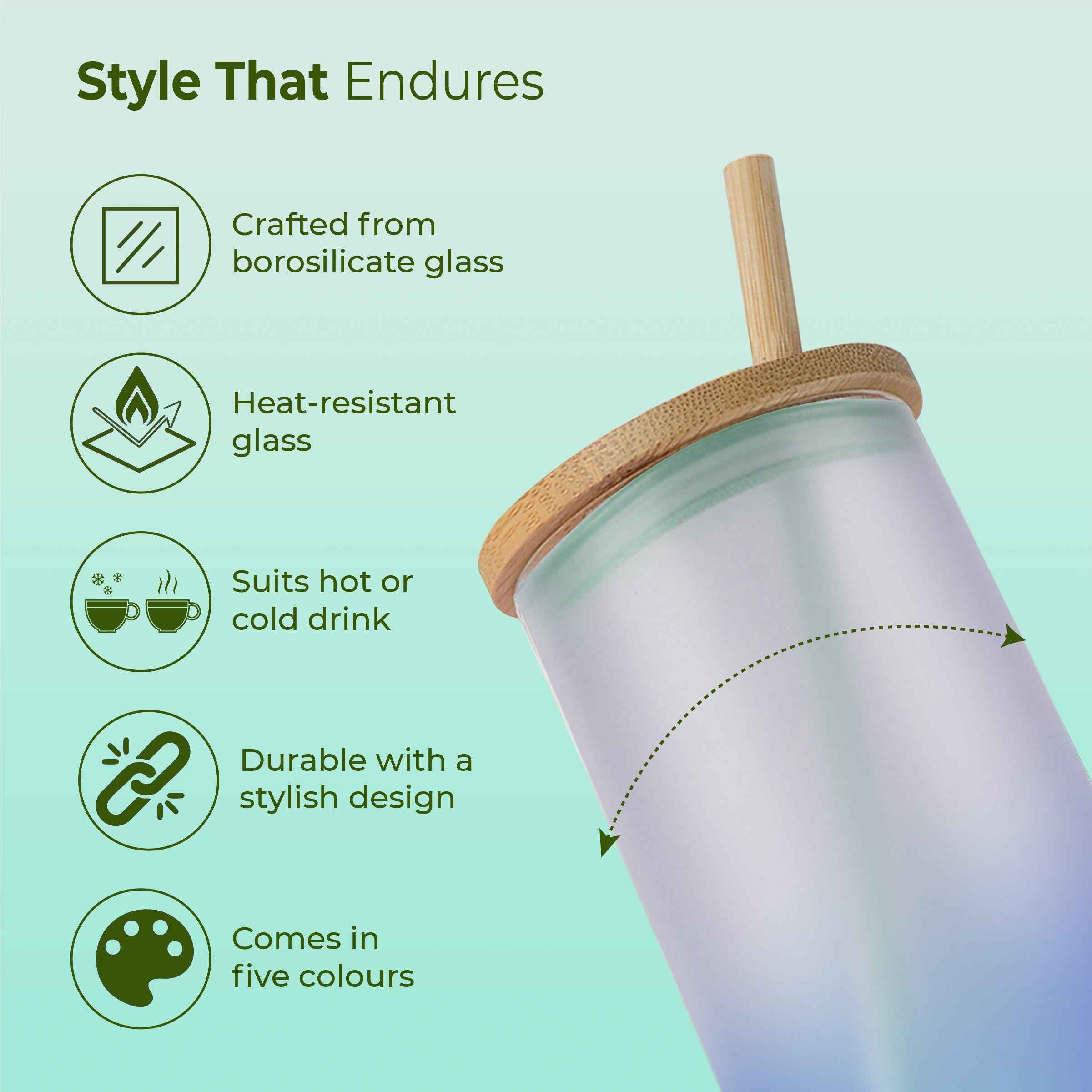 ECO LYTE Gradient Glass Sipper with Straw (600 ml)