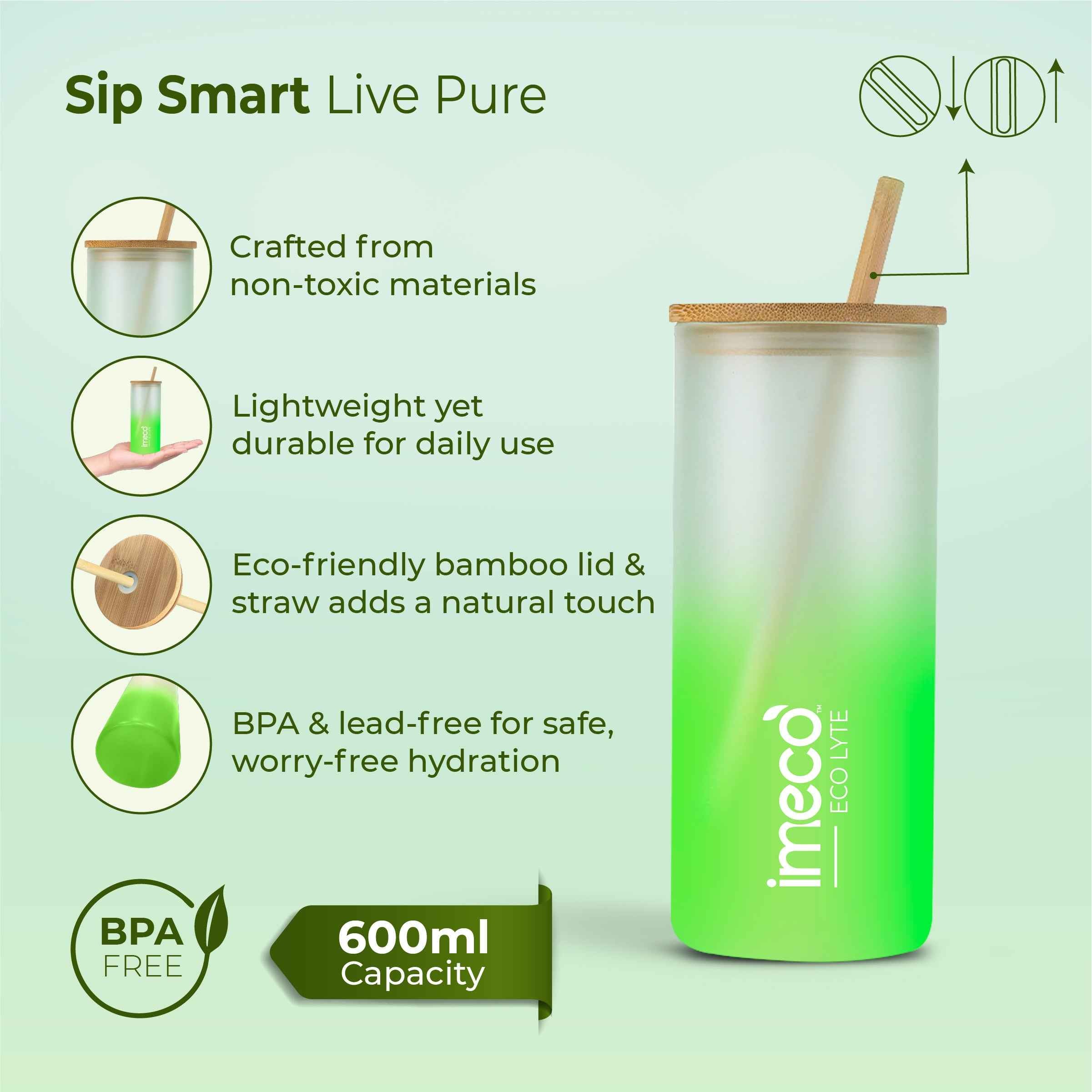 ECO LYTE Gradient Glass Sipper with Straw (600 ml)