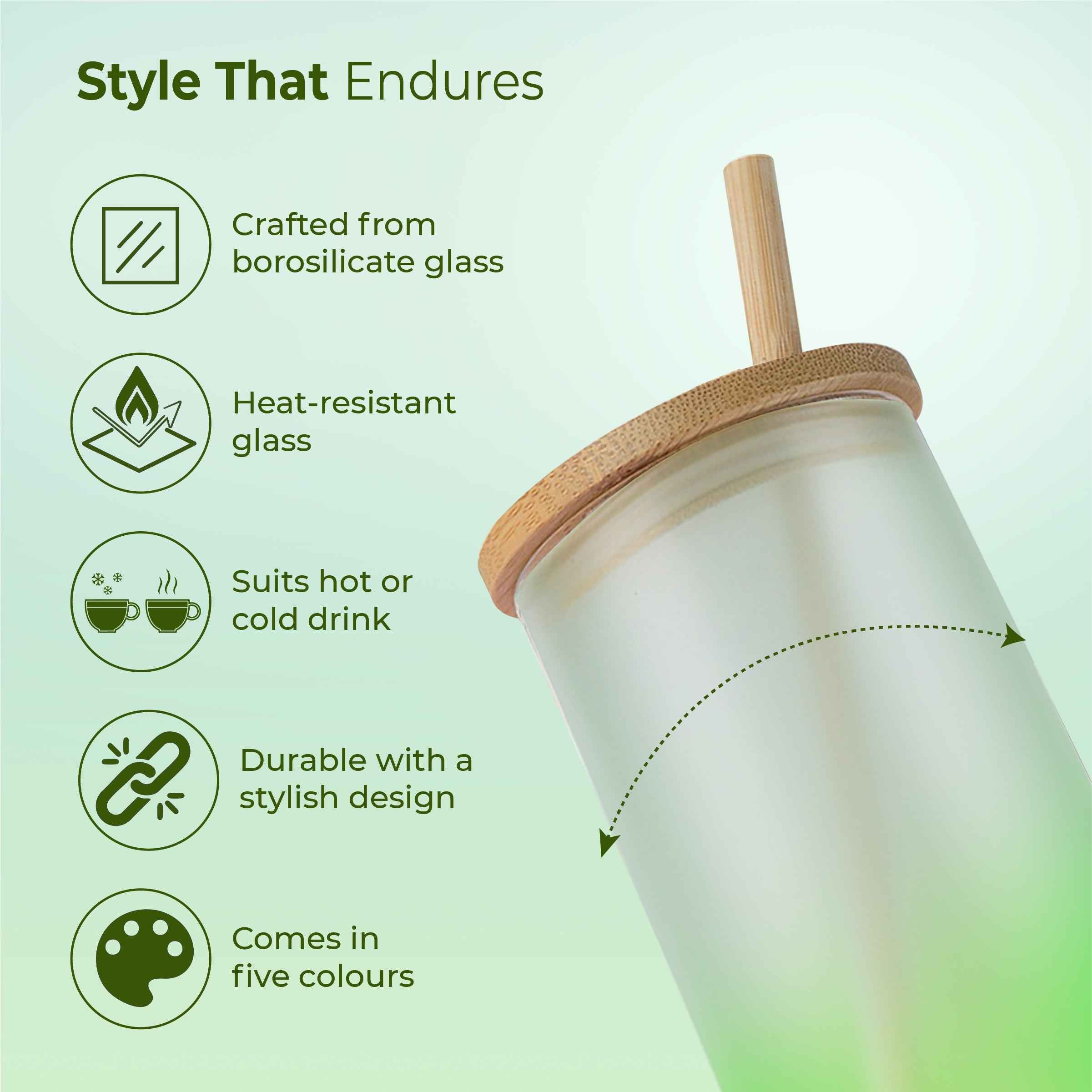 ECO LYTE Gradient Glass Sipper with Straw (600 ml)
