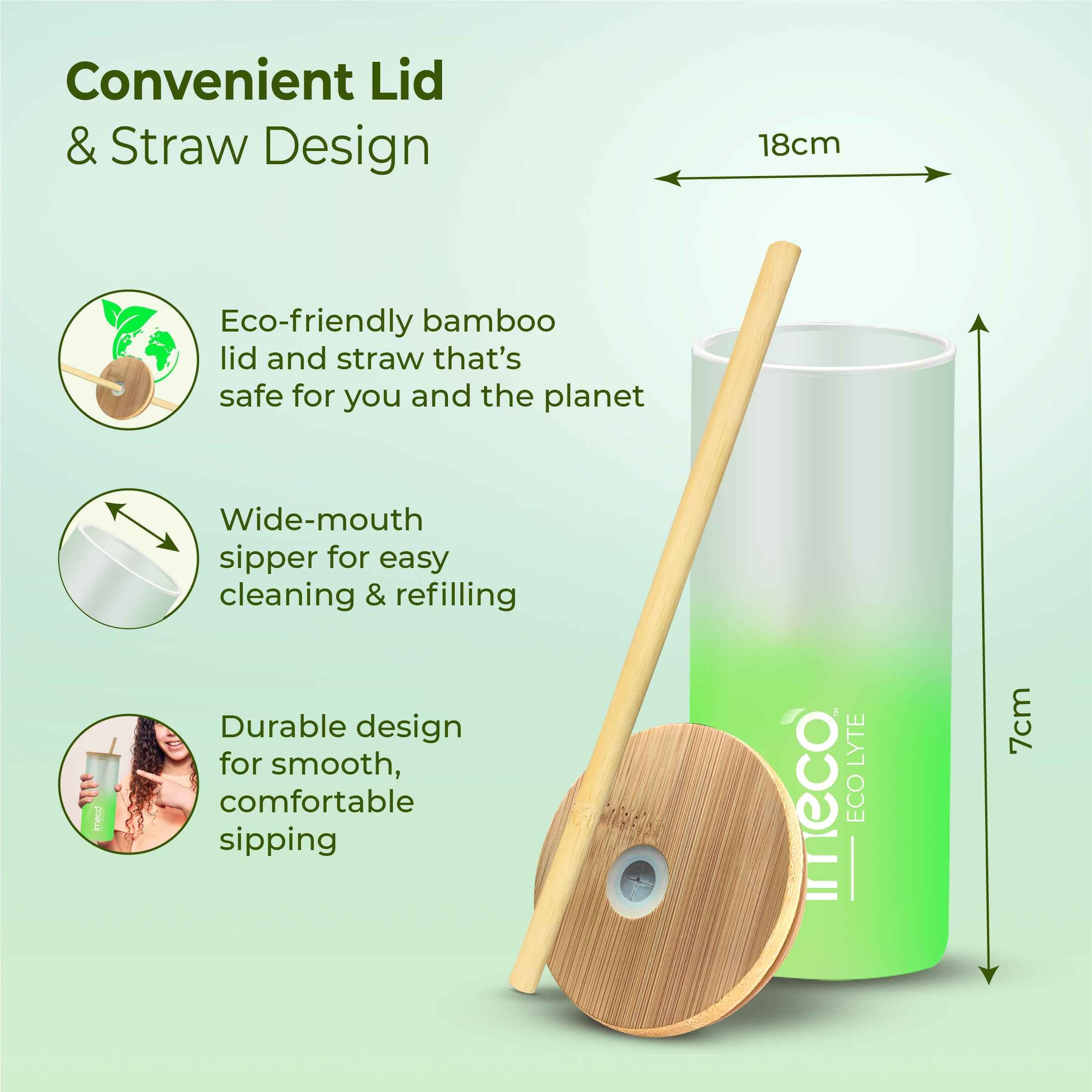 ECO LYTE Gradient Glass Sipper with Straw (600 ml)