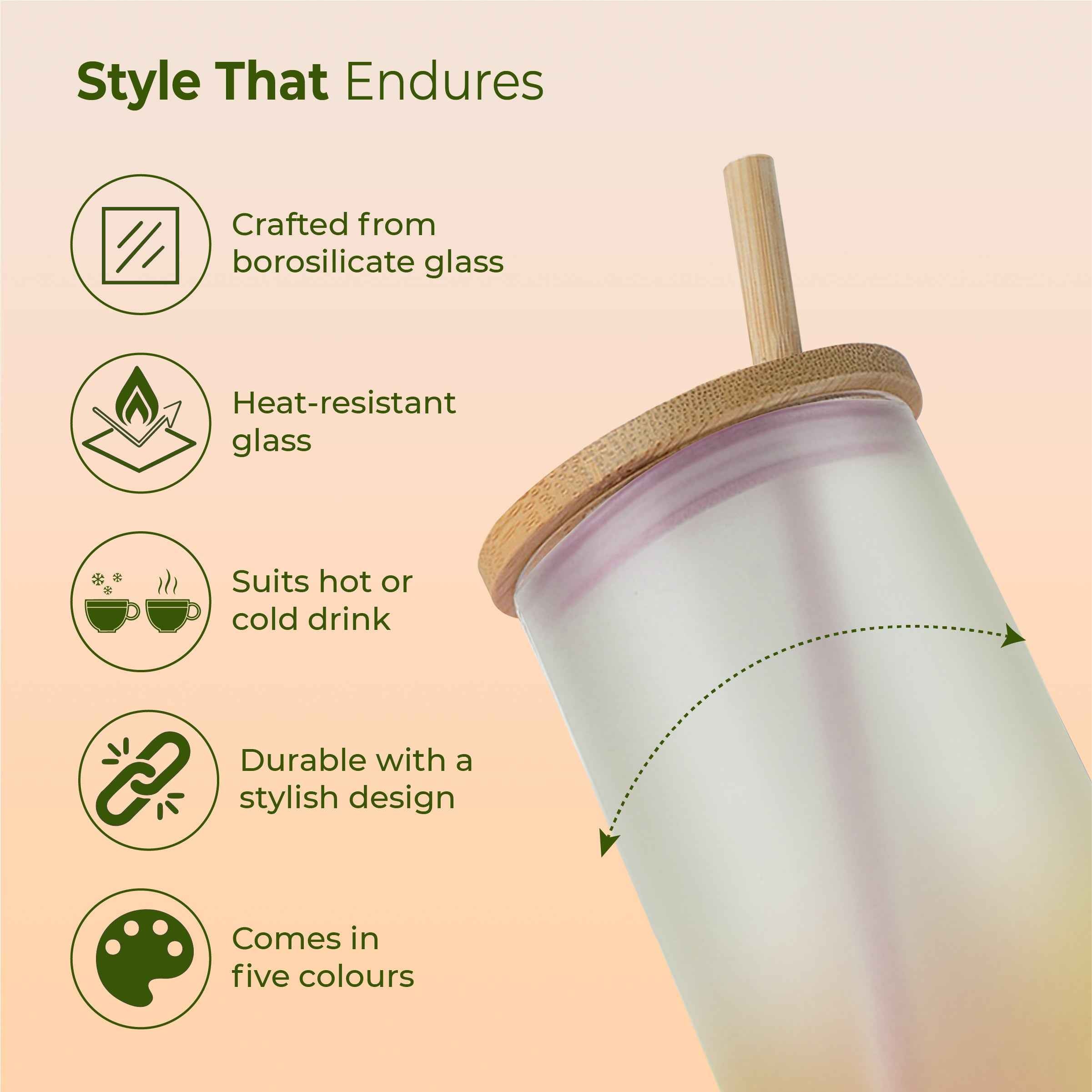 ECO LYTE Gradient Glass Sipper with Straw (600 ml)