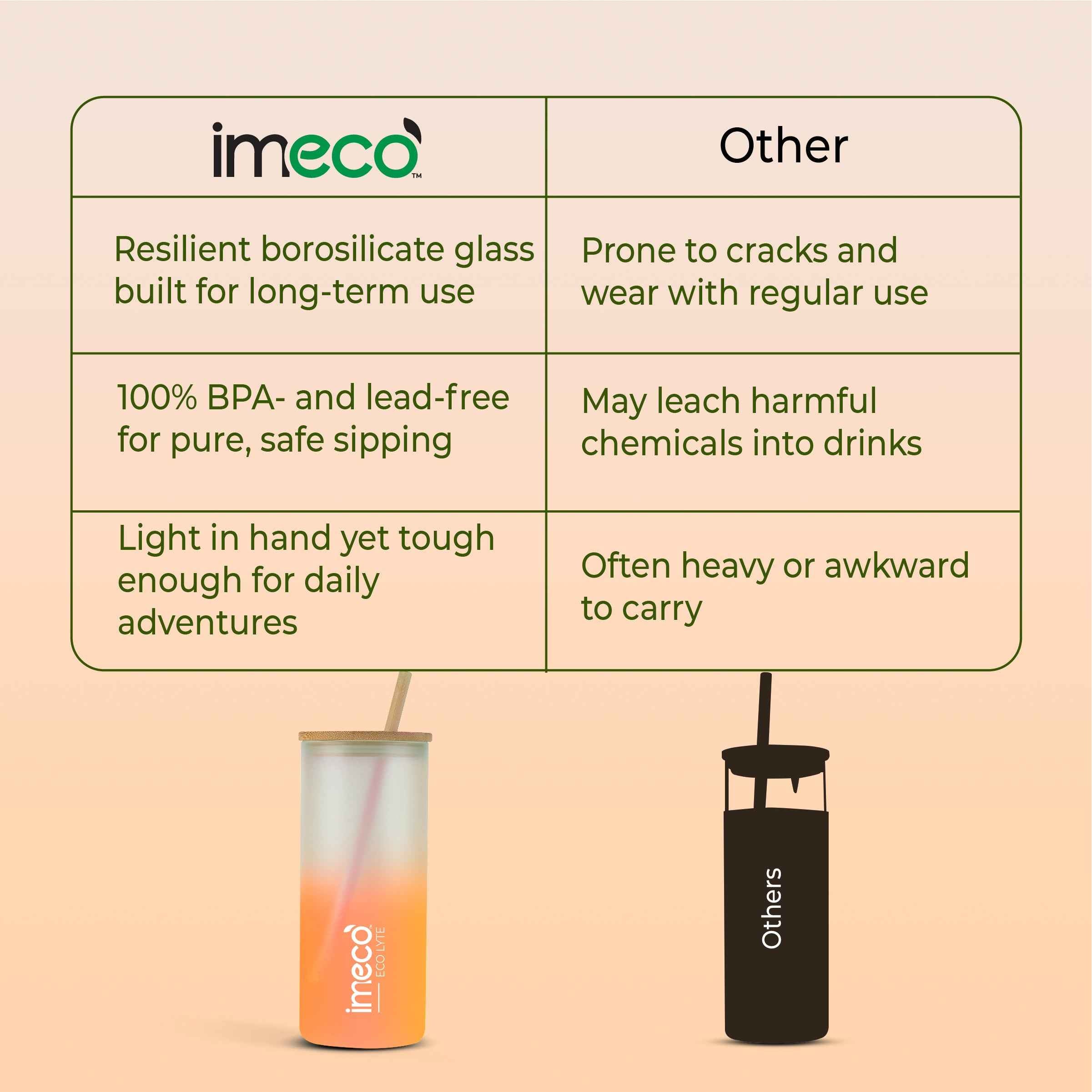 ECO LYTE Gradient Glass Sipper with Straw (600 ml)
