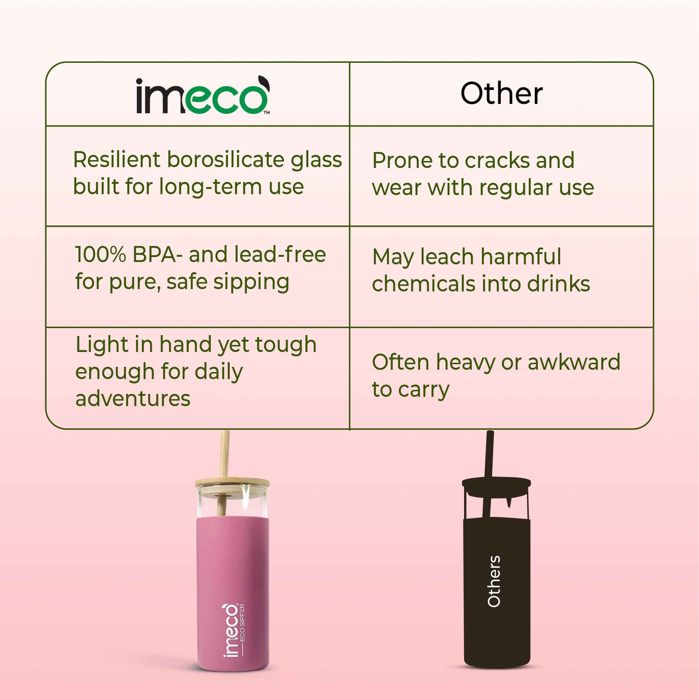 ECO SIPPER Glass Sipper with Bamboo Straw (450 ml)
