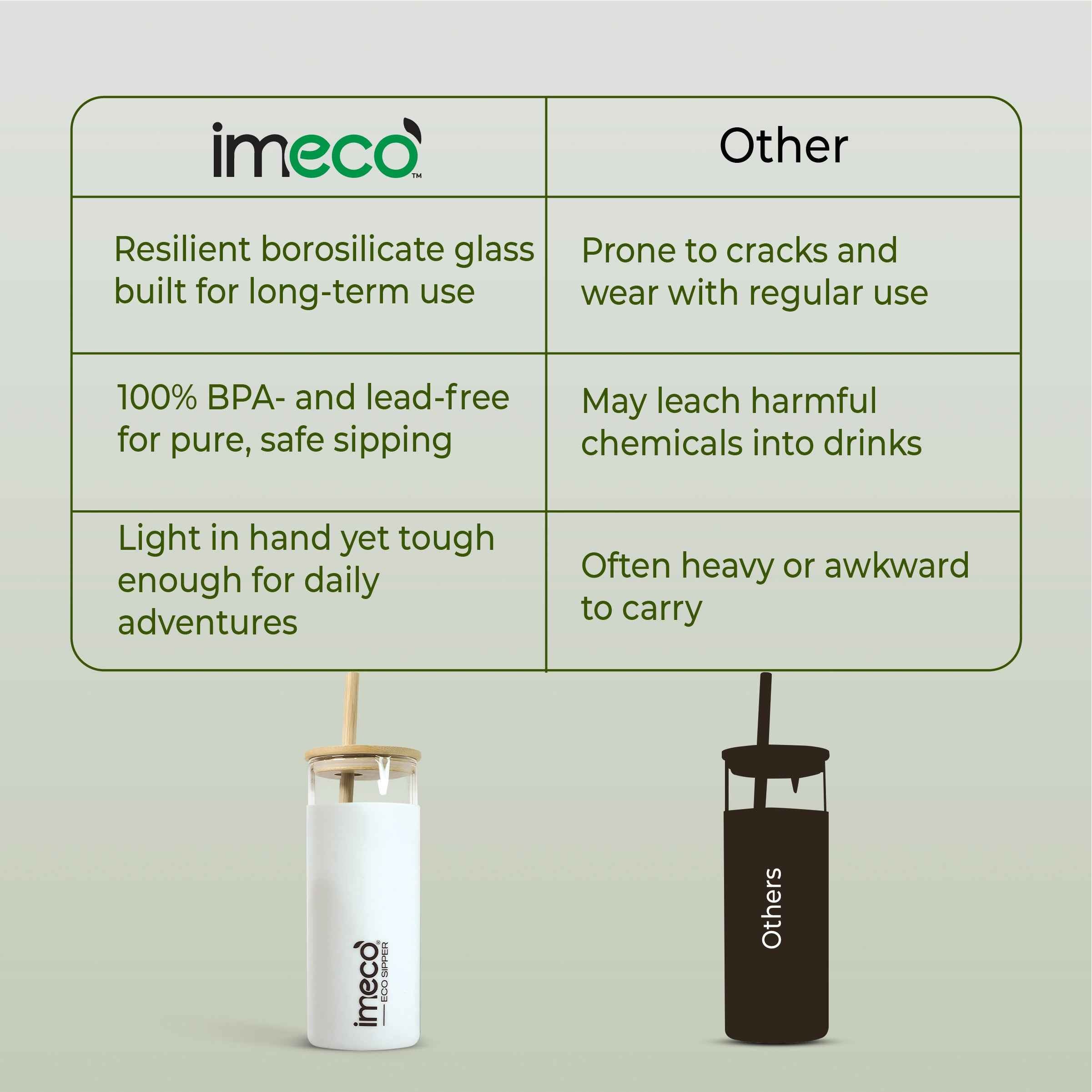 ECO SIPPER Glass Sipper with Bamboo Straw (450 ml)