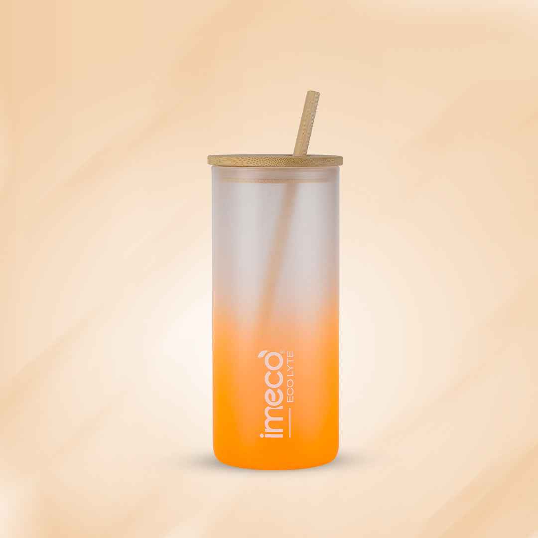 ECO LYTE Gradient Glass Sipper with Straw (600 ml) #color_orange