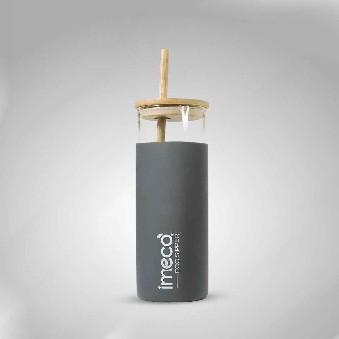 ECO SIPPER Glass Sipper with Bamboo Straw (450 ml)